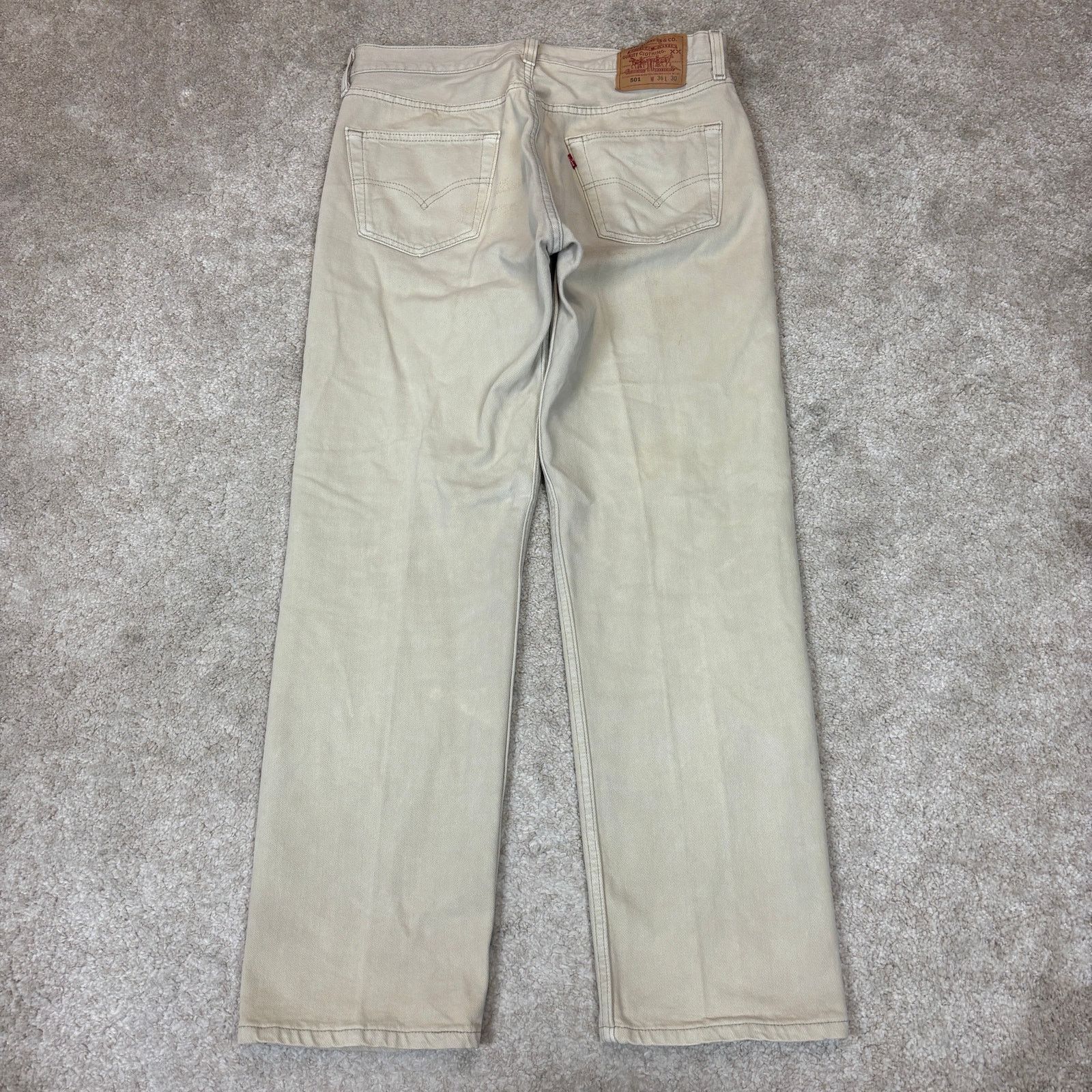 Levi's × Vintage Vintage 90s Levi's 501 Straight Leg Beige Denim Jeans 36x30 Size US 36 / EU 52 - 3 Thumbnail