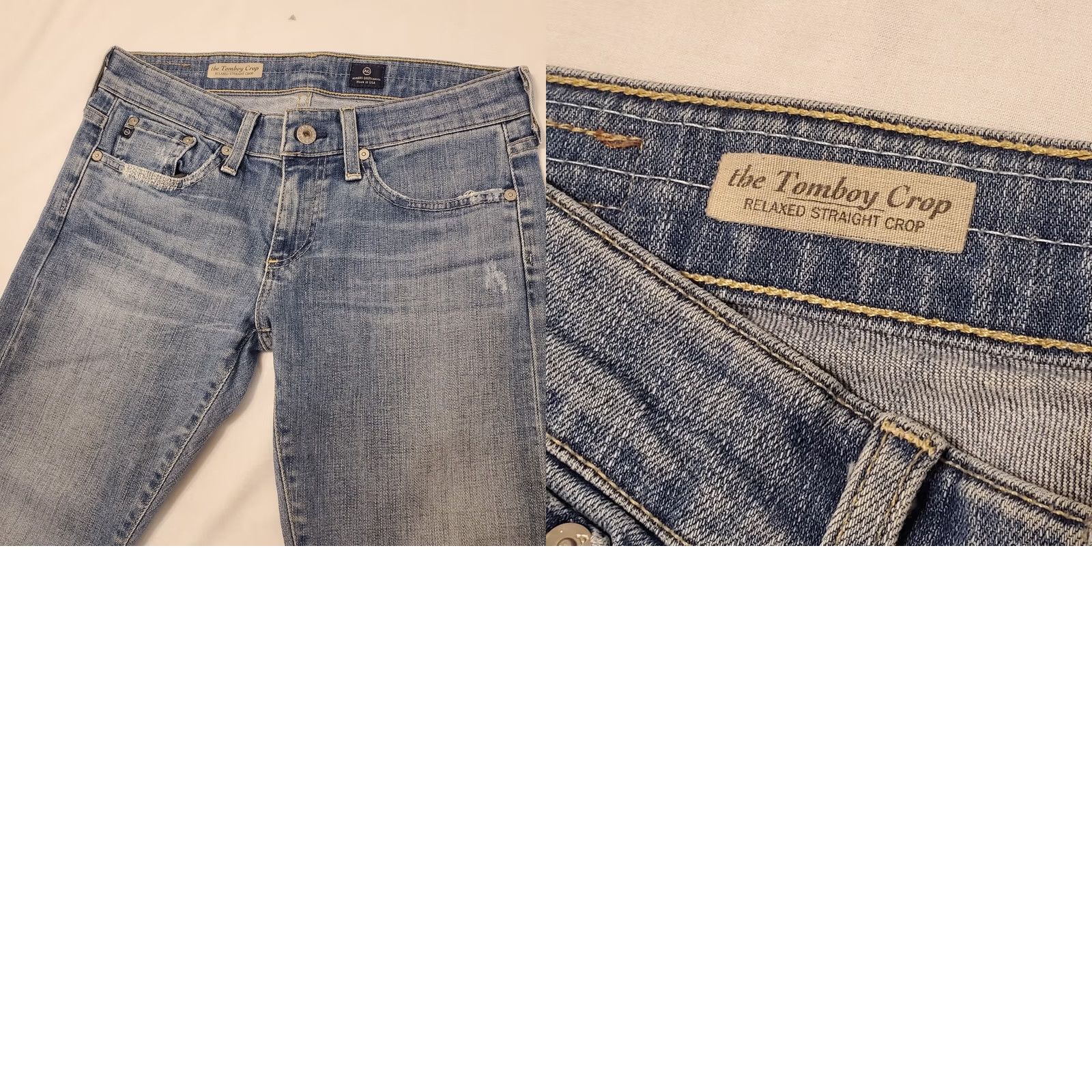 Vintage AG Adriano Goldschmied Jeans Womens 26 Blue Tomboy Crop Denim Relaxed USA Made Size 26" / US 2 / IT 38 - 9 Thumbnail