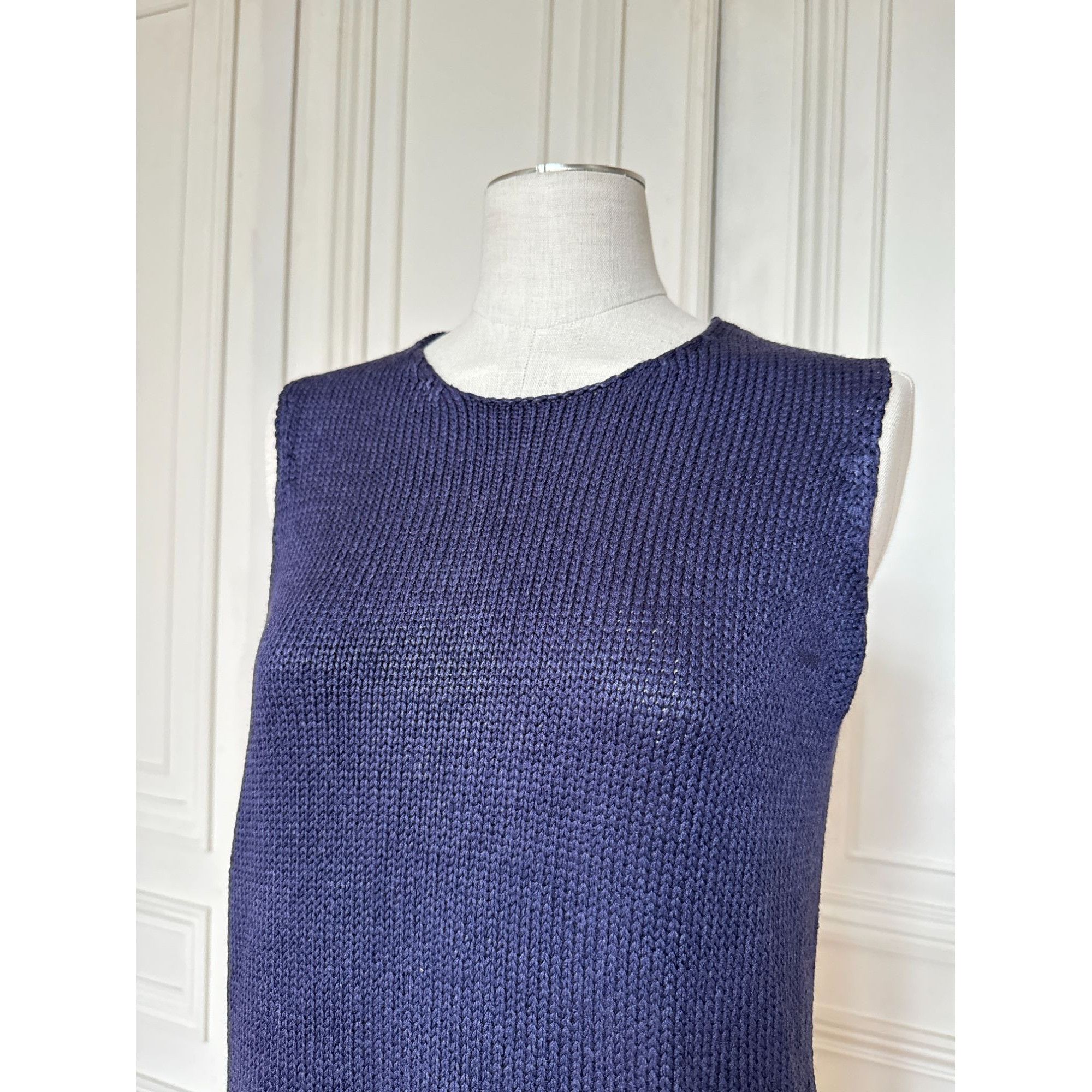 Hermes Martin Margiela Navy Silk Knitted Sleeveless Top Size S / US 4 / IT 40 - 3 Thumbnail