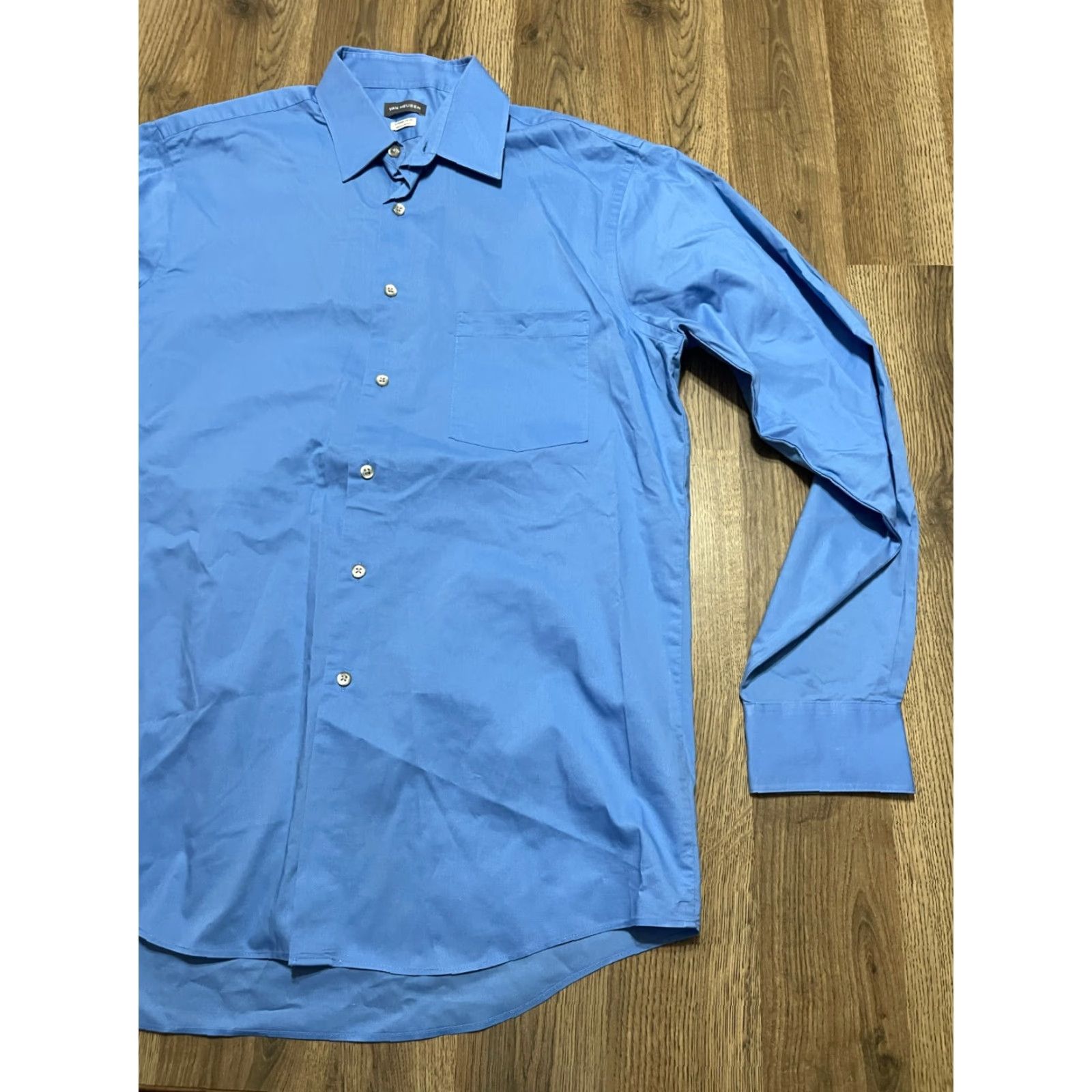 Van Heusen Van Heusen Shirt Men 15-15.5 34/35 Button-Up Long Sleeve Blue Vintage No (adjusted) Size US M / EU 48-50 / 2 - 4 Thumbnail