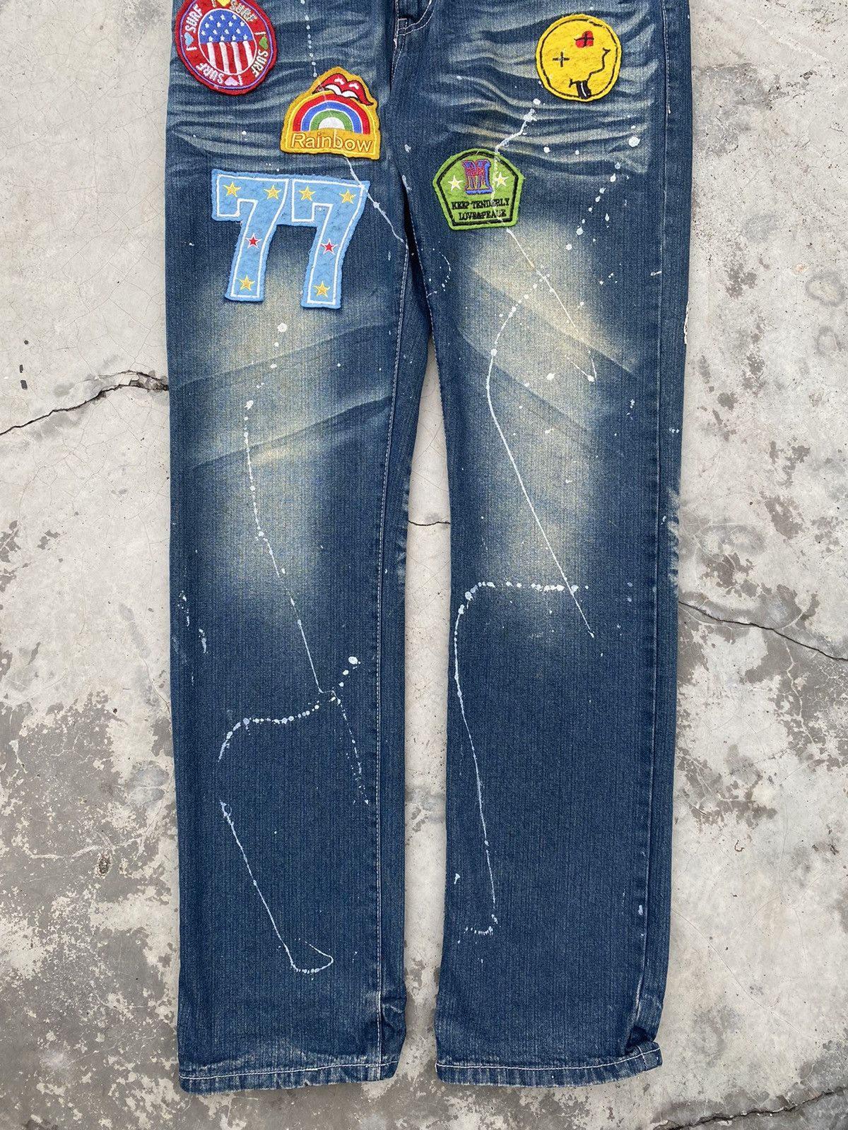 Japanese Brand × Jungles × Vintage Vintage Jungle Storm Patch Denim Jeans Slim fit Size US 34 / EU 50 - 8 Thumbnail