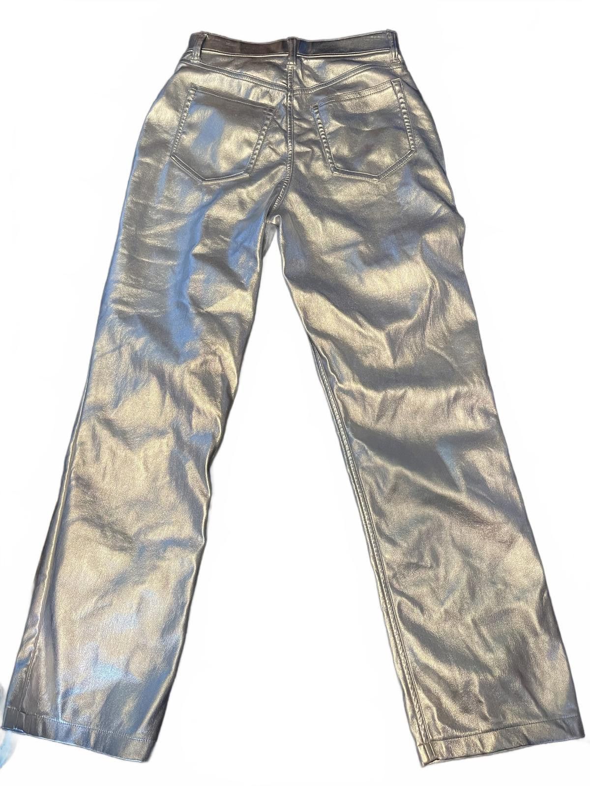 Abercrombie & Fitch Abercrombie and Fitch high-rise silver faux leather pants Size 27" / US 4 / IT 40 - 1 Thumbnail