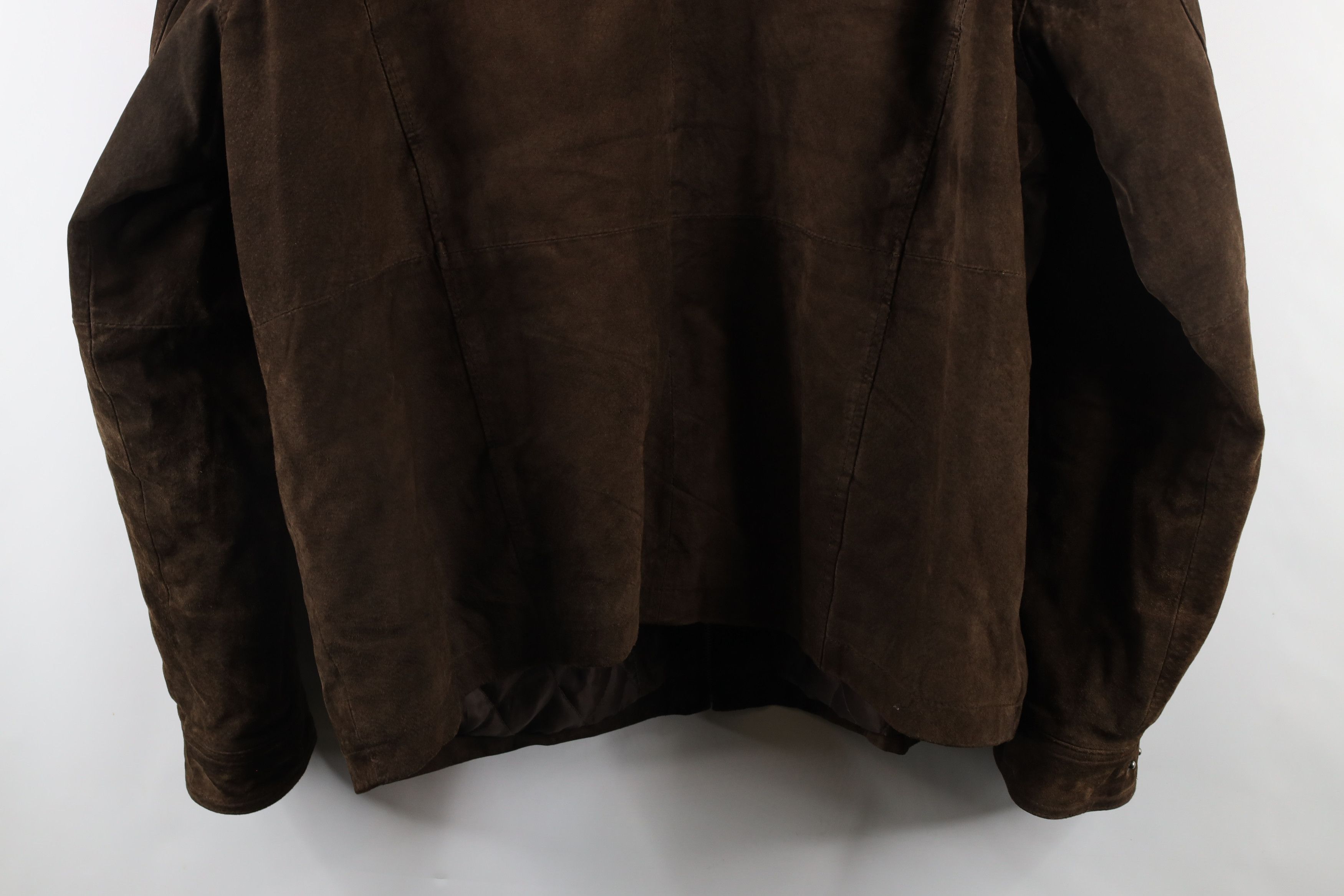 Vintage Vintage 90s Streetwear Suede Leather Bomber Jacket Brown Size US XL / EU 56 / 4 - 16 Thumbnail