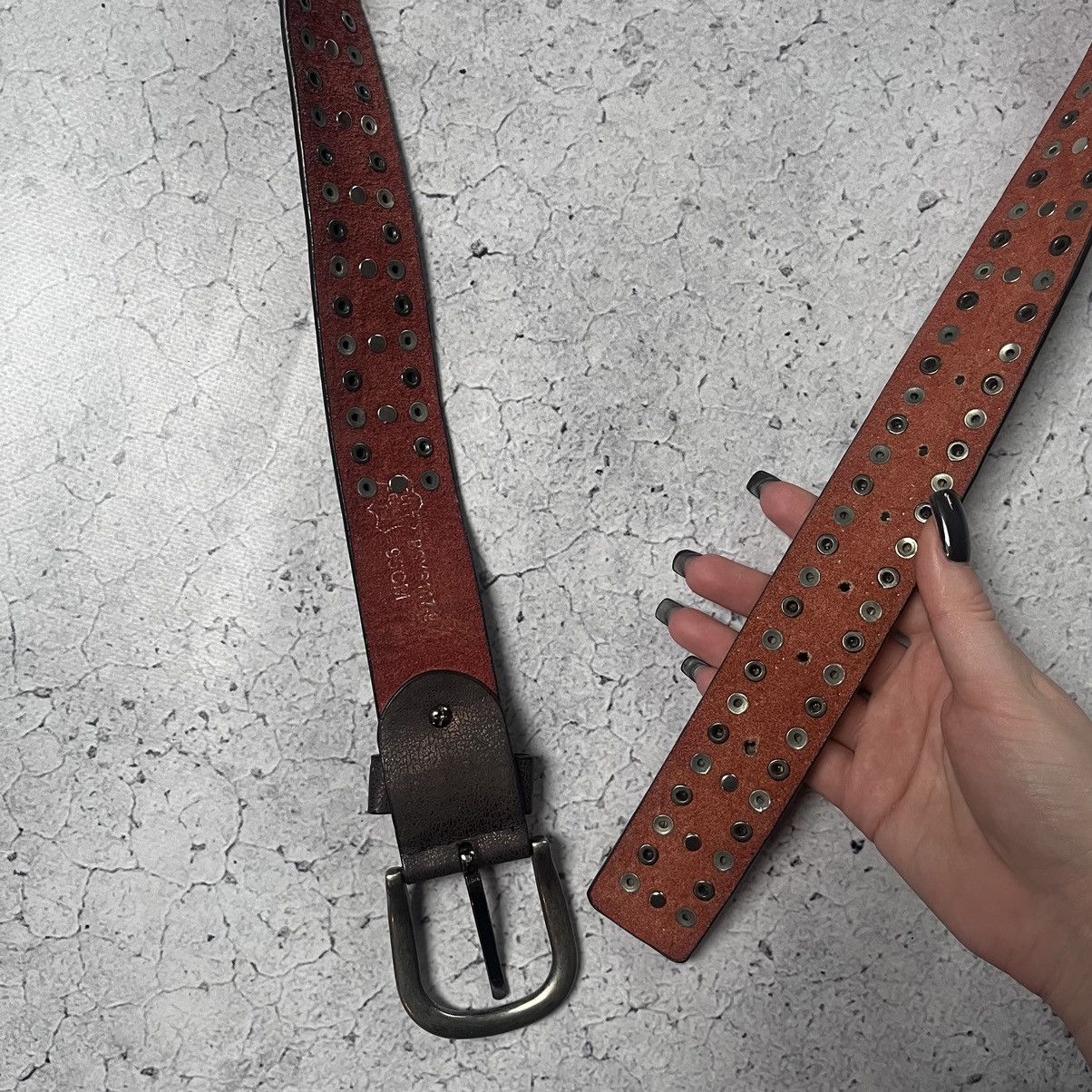 Designer × Vintage B.B. Simon Style Leather Belt With Crystals Avant Garde Size ONE SIZE - 9 Thumbnail