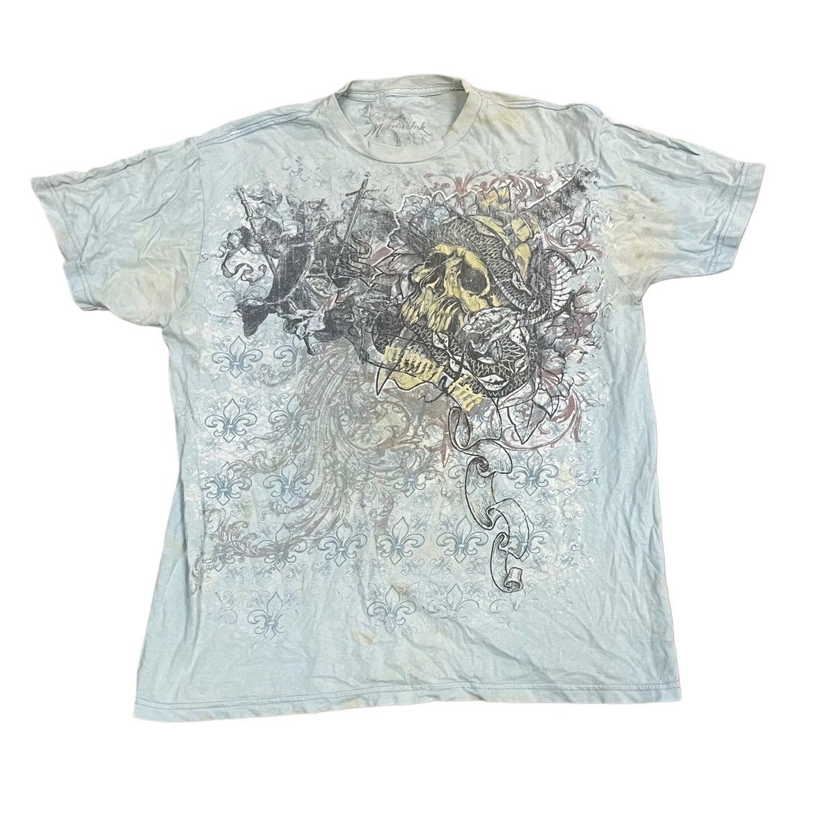Affliction × Vintage Vintage Y2K Affliction T Shirt With Skulls Size US S / EU 44-46 / 1 - 1 Thumbnail