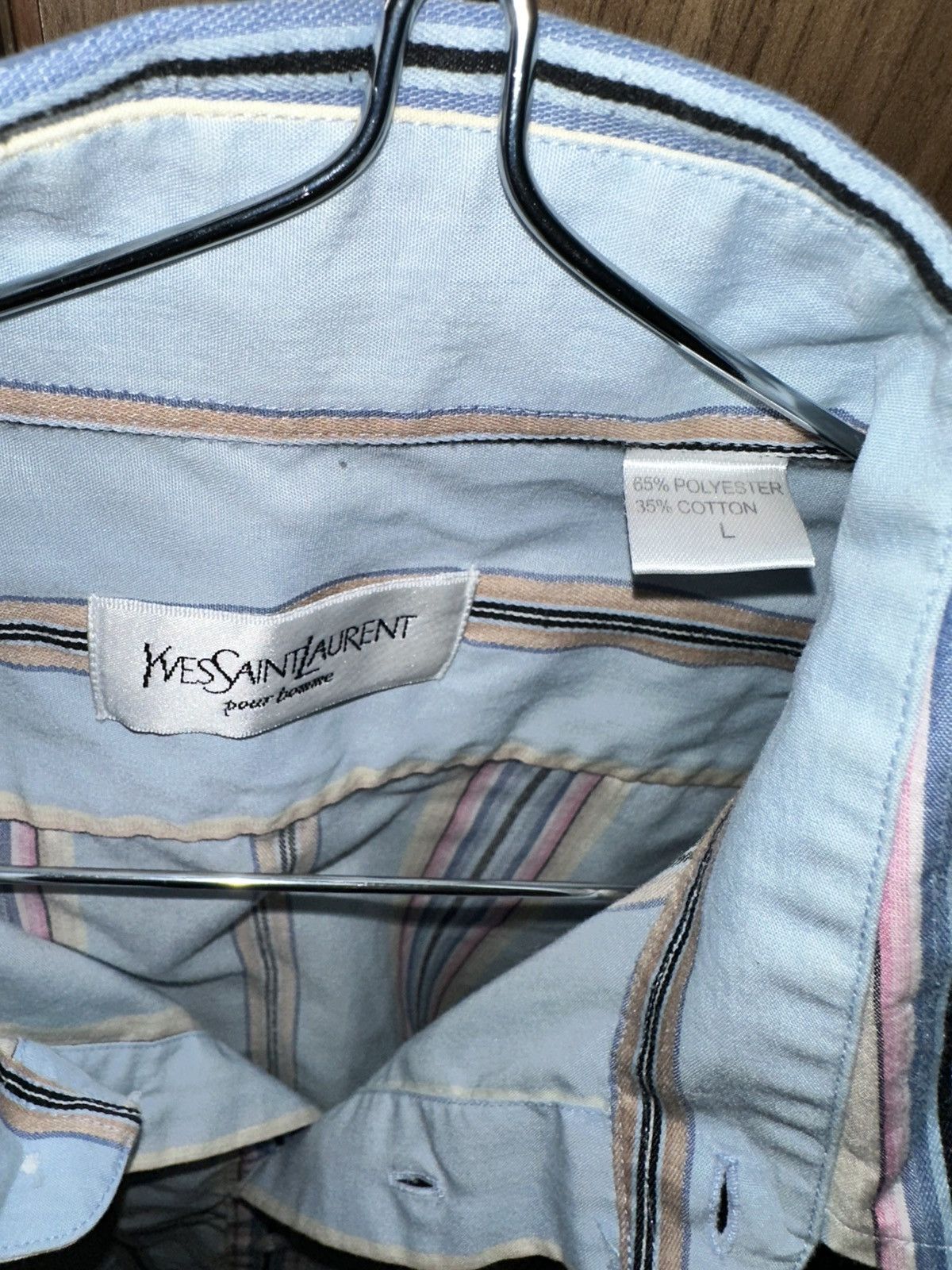 Yves Saint Laurent Yves Saint Laurent Vintage Shirt with Collar Logo Size US L / EU 52-54 / 3 - 5 Thumbnail