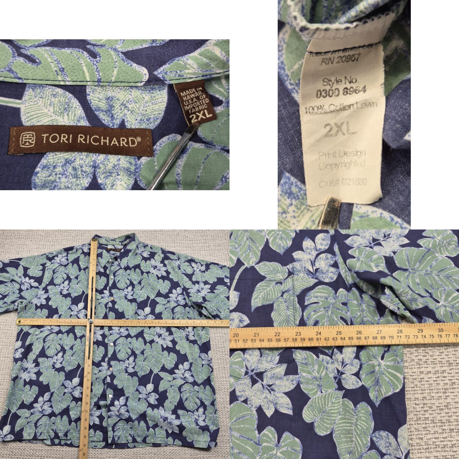 Tori Richard VINTAGE Tori Richard Shirt Mens 2XL Hawaiian Button Up Aloha Floral Cotton Lawn USA Made Size US XXL / EU 58 / 5 - 8 Thumbnail