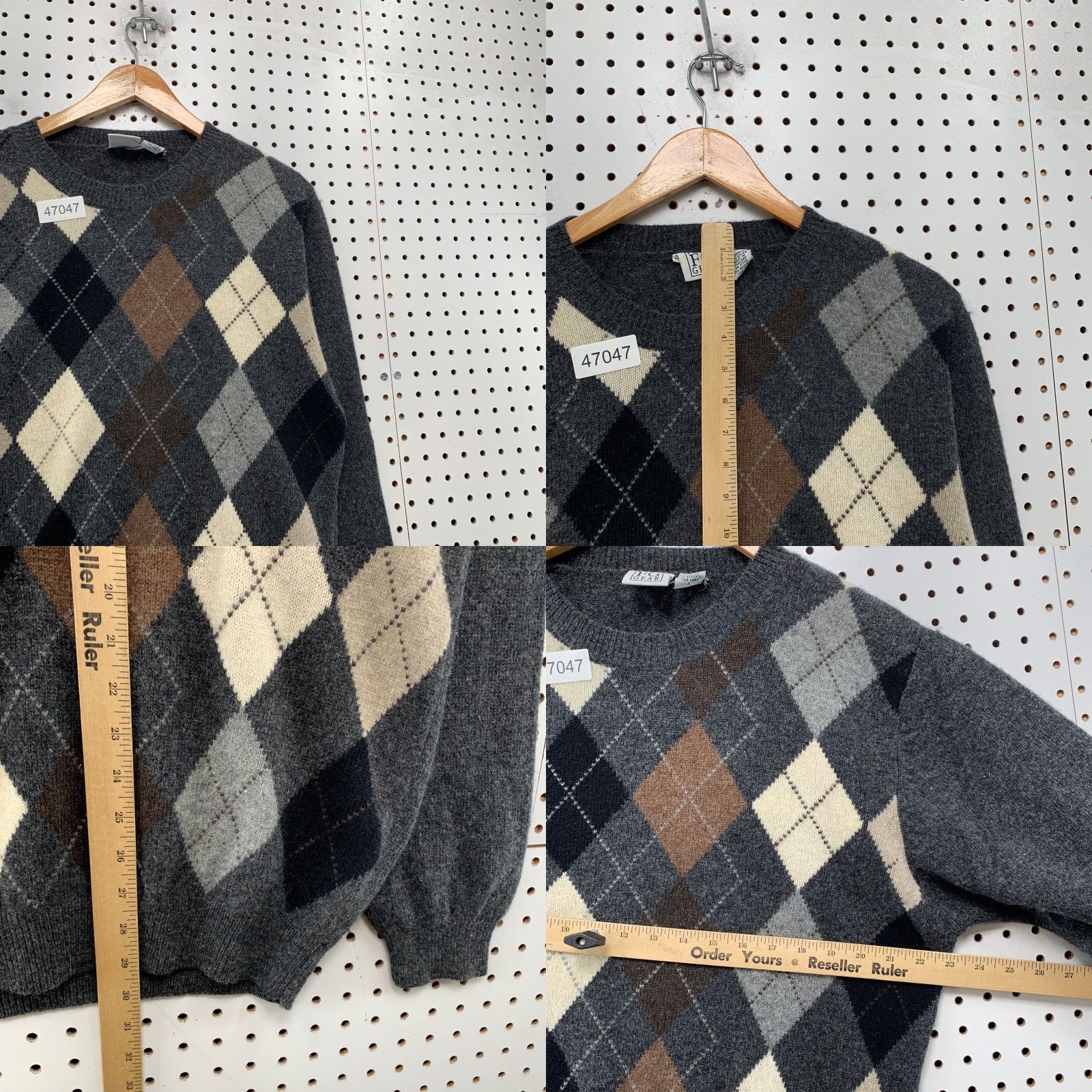 Vintage VINTAGE Field Gear Wool Argyle Sweater Mens L Gray Brown Lambswool Grandpa Dad Size US L / EU 52-54 / 3 - 8 Thumbnail