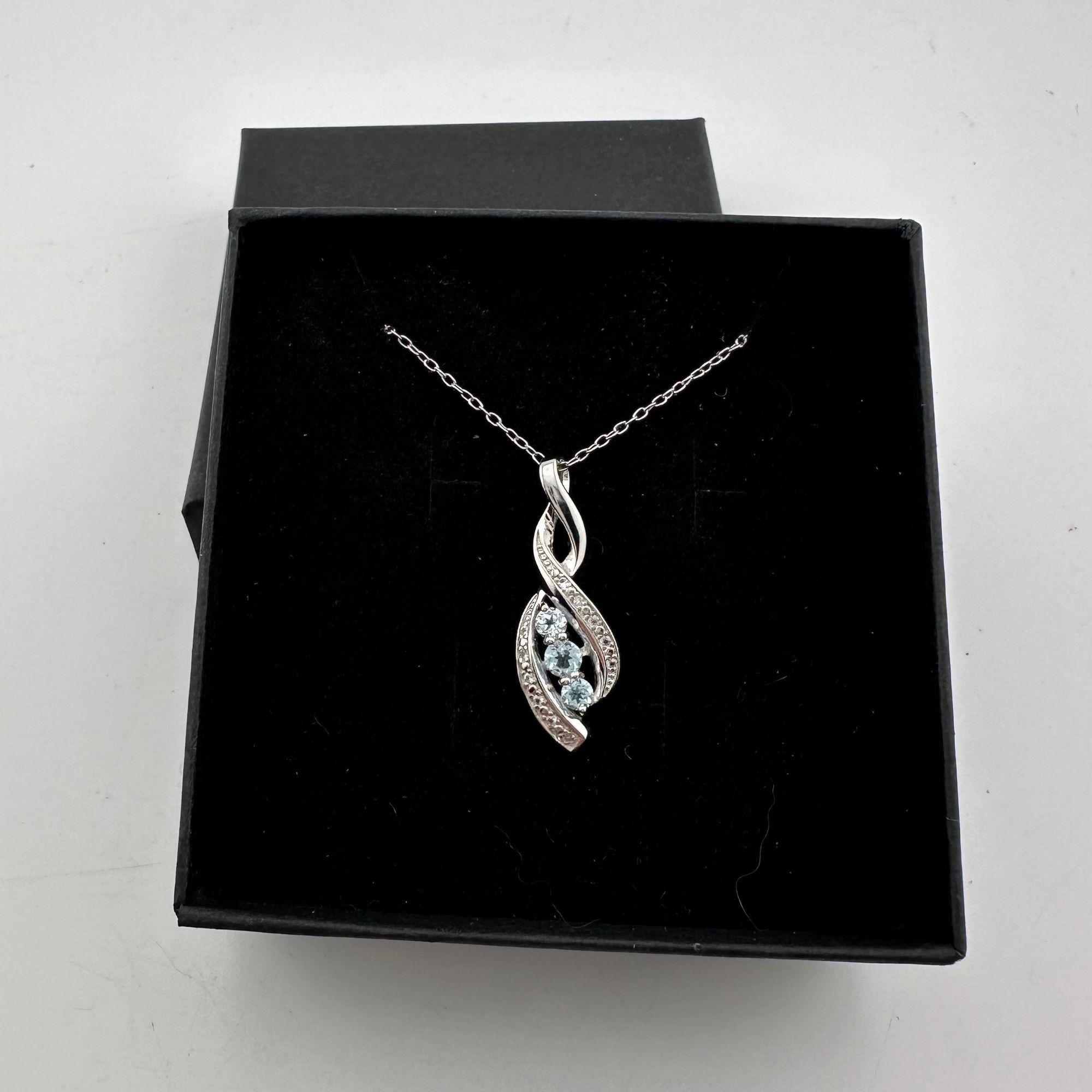 Other Blue Topaz Swirling Ribbon Necklace with Diamond Accent Size ONE SIZE - 12 Thumbnail