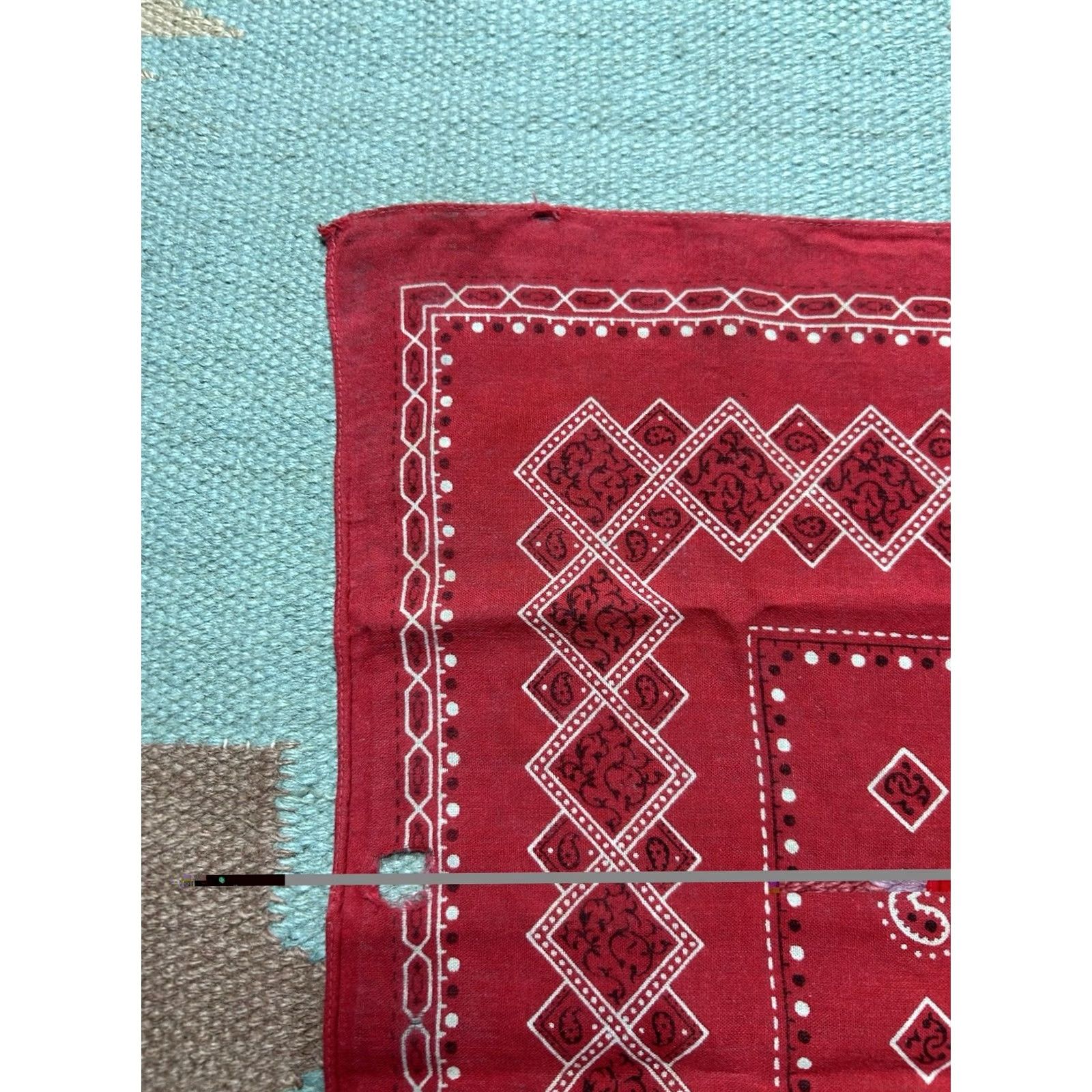 Vintage VINTAGE 1950s Elephant Bandana Shirt Trunk Up Distressed Red Selvedge Mens Size ONE SIZE - 5 Thumbnail