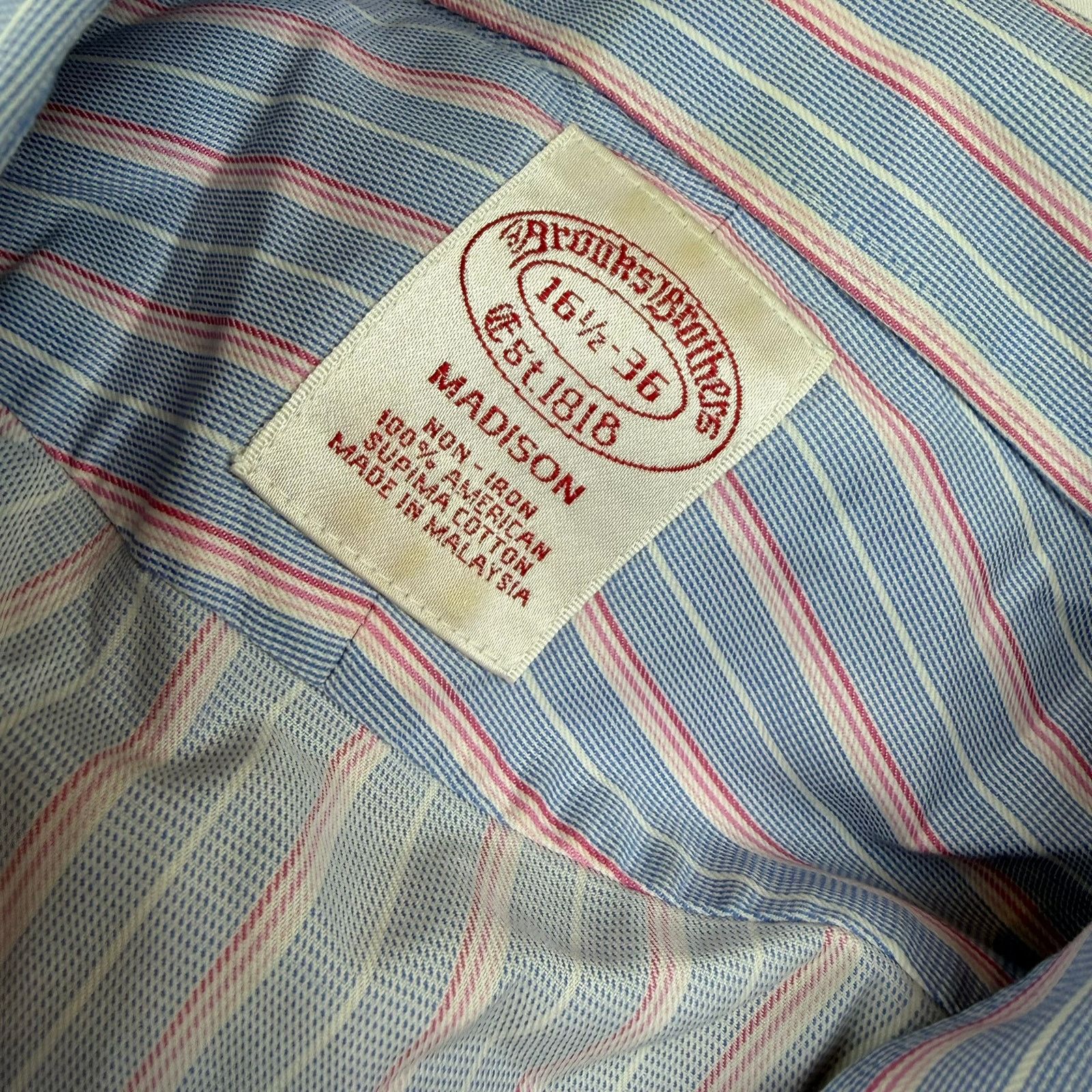 Brooks Brothers Brooks Brothers 16.5-36 Madison Blue Striped Dress Shirt Size US XL / EU 56 / 4 - 4 Thumbnail