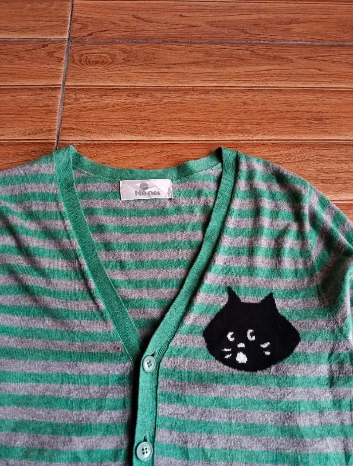 Issey Miyake × Japanese Brand × Ne-Net Ne net Cat Logo Stripe Cardigan Sweatshirt Size US S / EU 44-46 / 1 - 5 Thumbnail