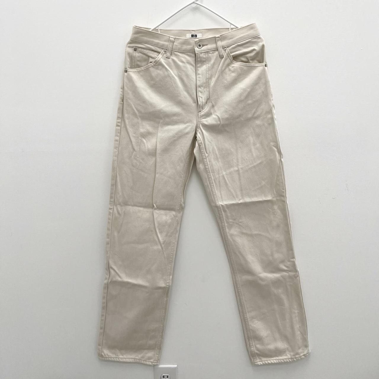 Uniqlo UNIQLO Womens Denim Straight Jeans 28 x 32 Cream Cotton Size 28" / US 6 / IT 42 - 1 Thumbnail