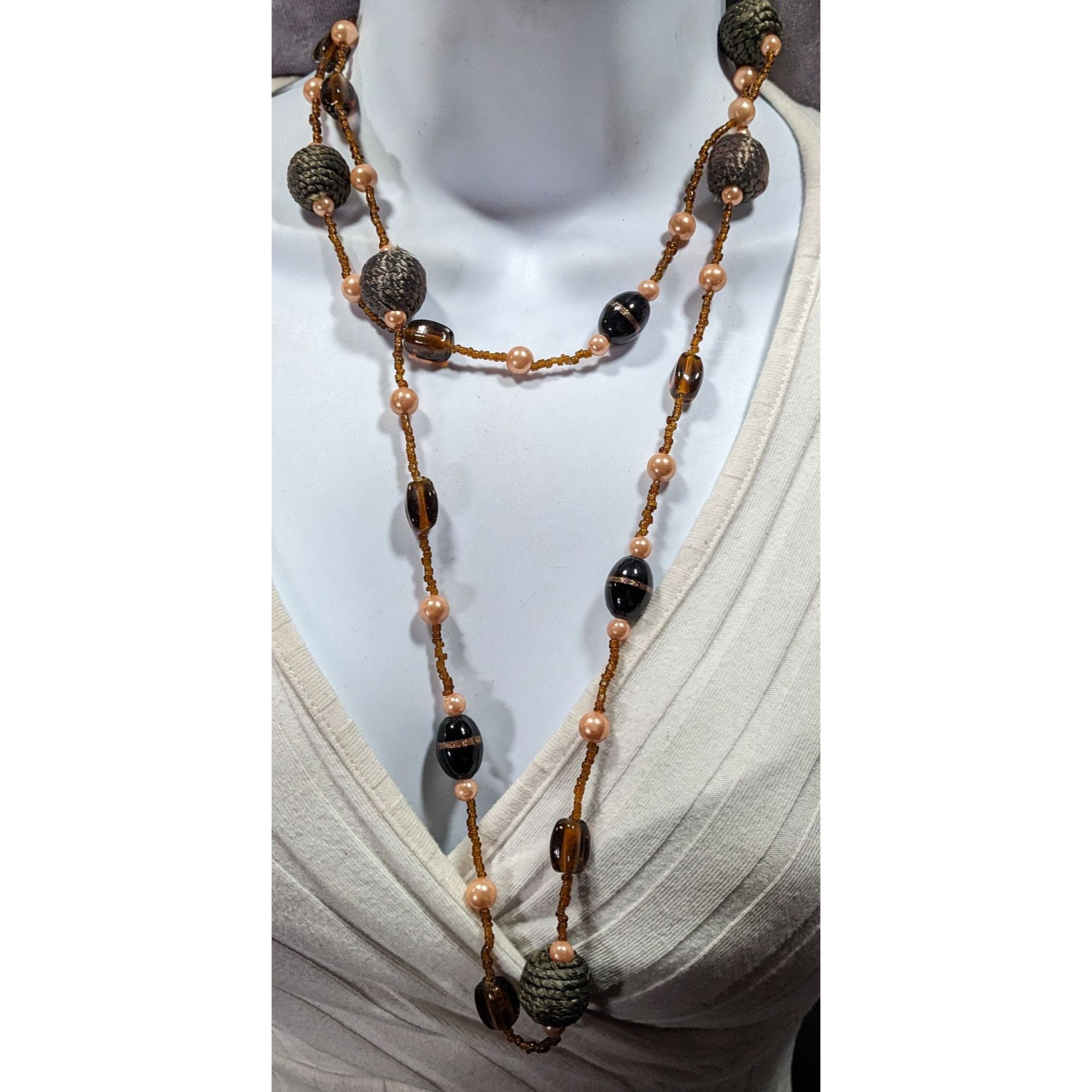 Other Earthy Glass And Faux Pearl Beaded Necklace Size ONE SIZE - 3 Thumbnail
