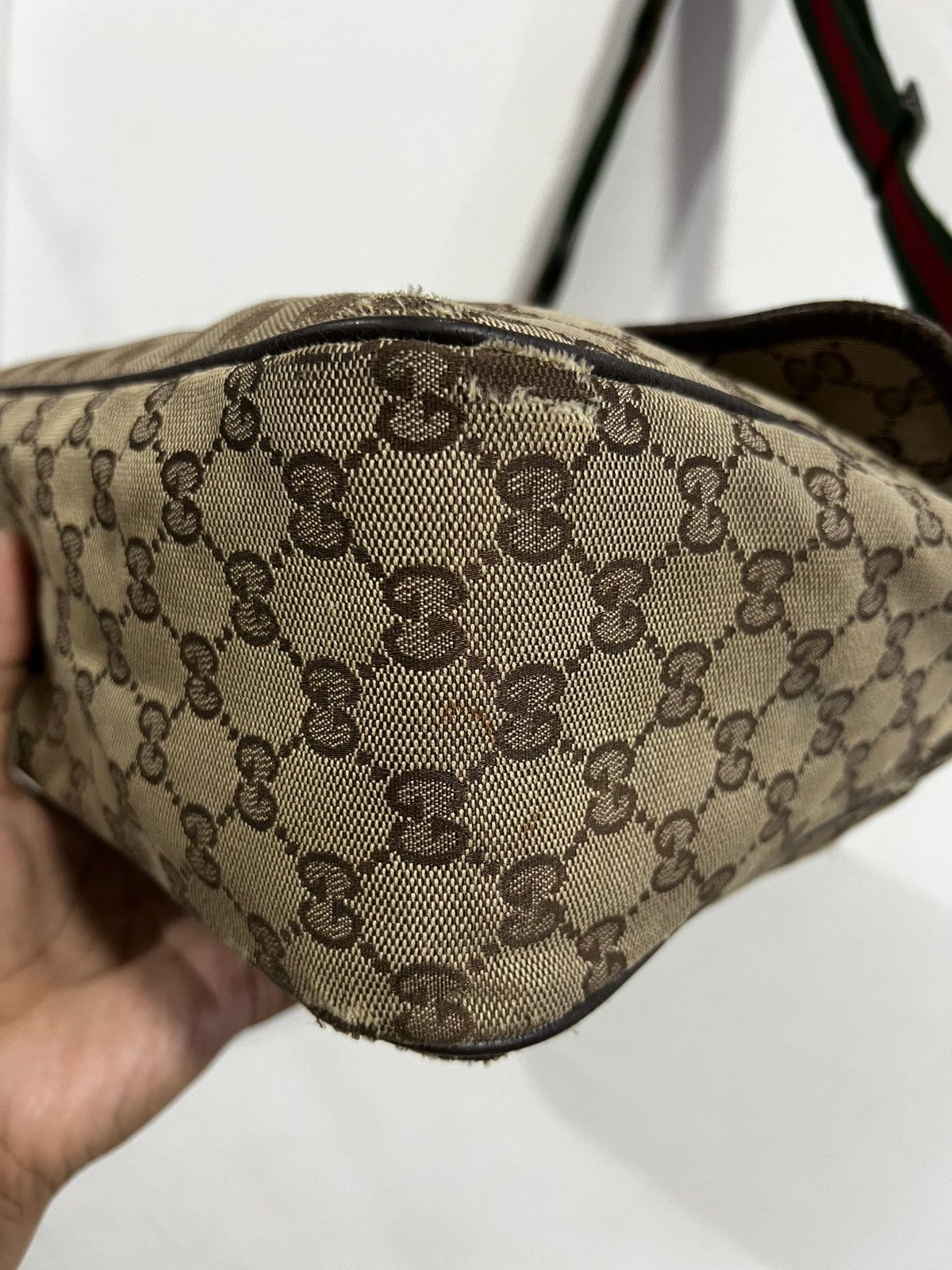 Gucci GUCCI Monogram Web Medium Flap Messenger Beige Dark Brown Size ONE SIZE - 9 Thumbnail