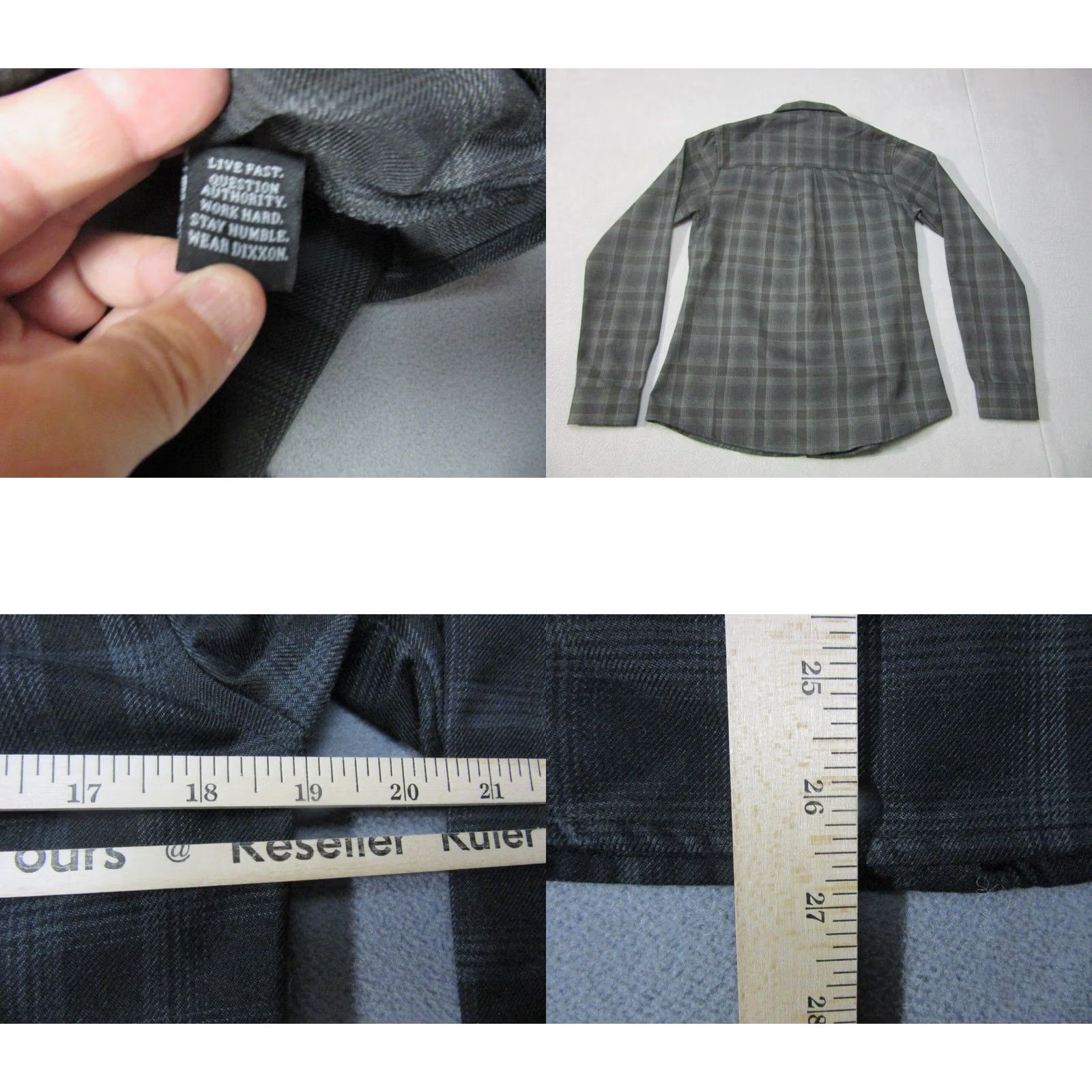 Vintage Dixxon Flannel Shirt Womens Medium Gray Black Plaid Fist Long Sleeve Button-Up Pockets Size M / US 6-8 / IT 42-44 - 8 Thumbnail