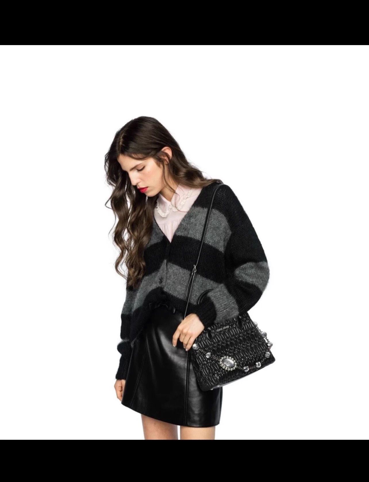Miu Miu MIU MIU Soft Mohair Cardigan Black Gray Stripe IT38 Mint Size XS / US 0-2 / IT 36-38 - 7 Thumbnail