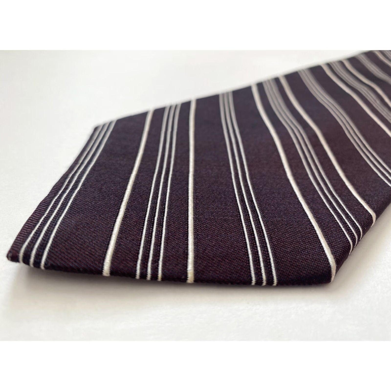 Ralph Lauren VINTAGE Lauren Ralph Lauren Silk Tie Striped Hand Finished 100% Silk Made in USA Eggplant Wide 3.75" 58" Men’s Tie Mens Size ONE SIZE - 7 Thumbnail