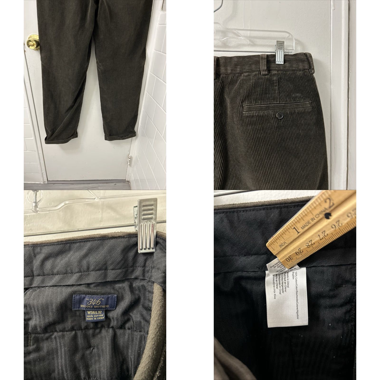 Brooks Brothers Brooks Brothers 346 Corduroy Pants Mens 34x32 Brown Pleated Trousers Front Pockets Classic Fit Vintage: No Regular Inseam 32" Style: Dress Pants Size US 34 / EU 50 - 8 Thumbnail