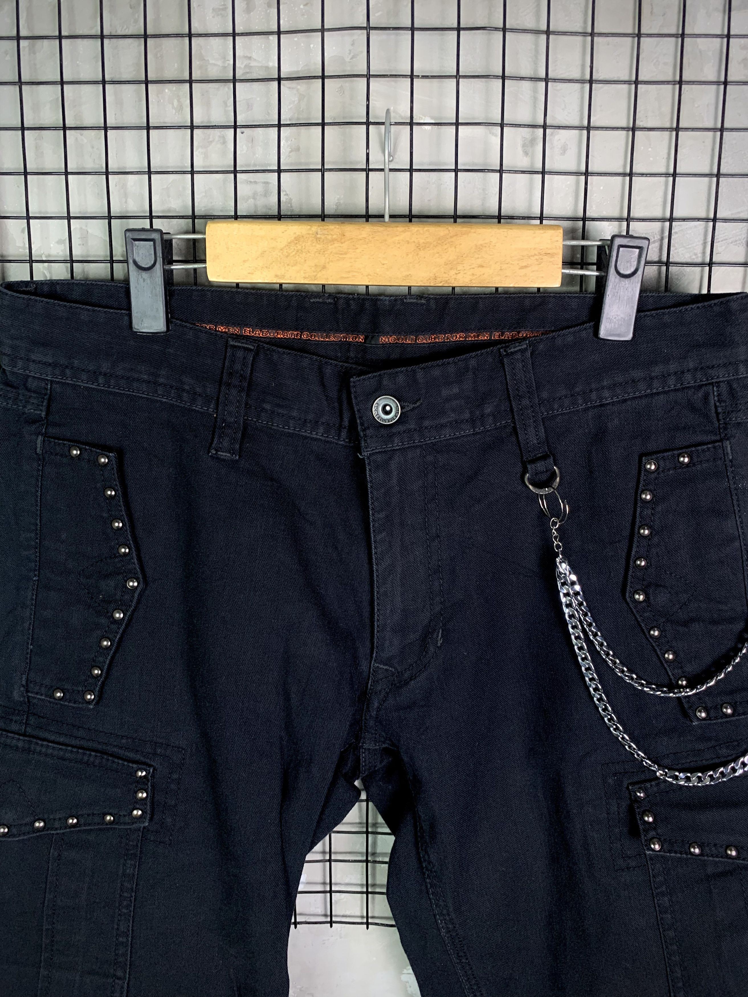 Nicole Club Nicole Club For Men Black Studded Punk Gothic Cargo Pant Size US 32 / EU 48 - 4 Thumbnail