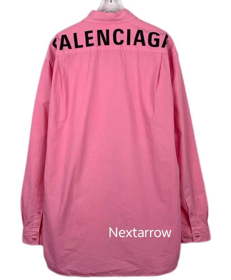Balenciaga Balenciaga logo letter lapel pink cotton long sleeved shirt Size S / US 4 / IT 40 - 2 Thumbnail
