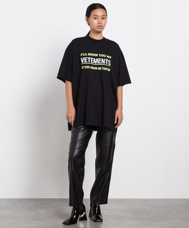 Vetements Black "Show You My Vetements" Logo Oversized T-Shirt Size S / US 4 / IT 40 - 3 Thumbnail