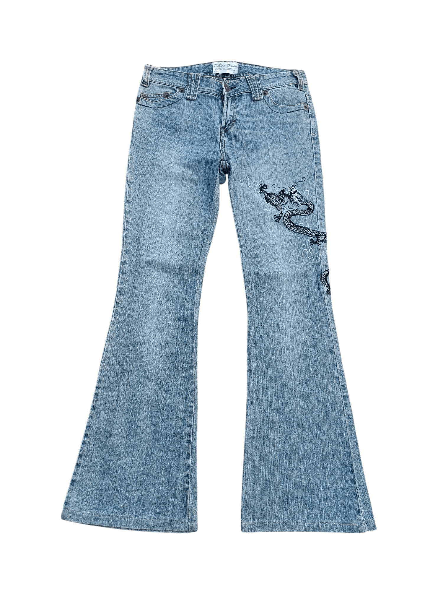 If Six Was Nine × Japanese Brand INSANE Vintage Embroidered Dragon Tribal Flared Denim Jeans Size US 28 / EU 44 - 1 Thumbnail