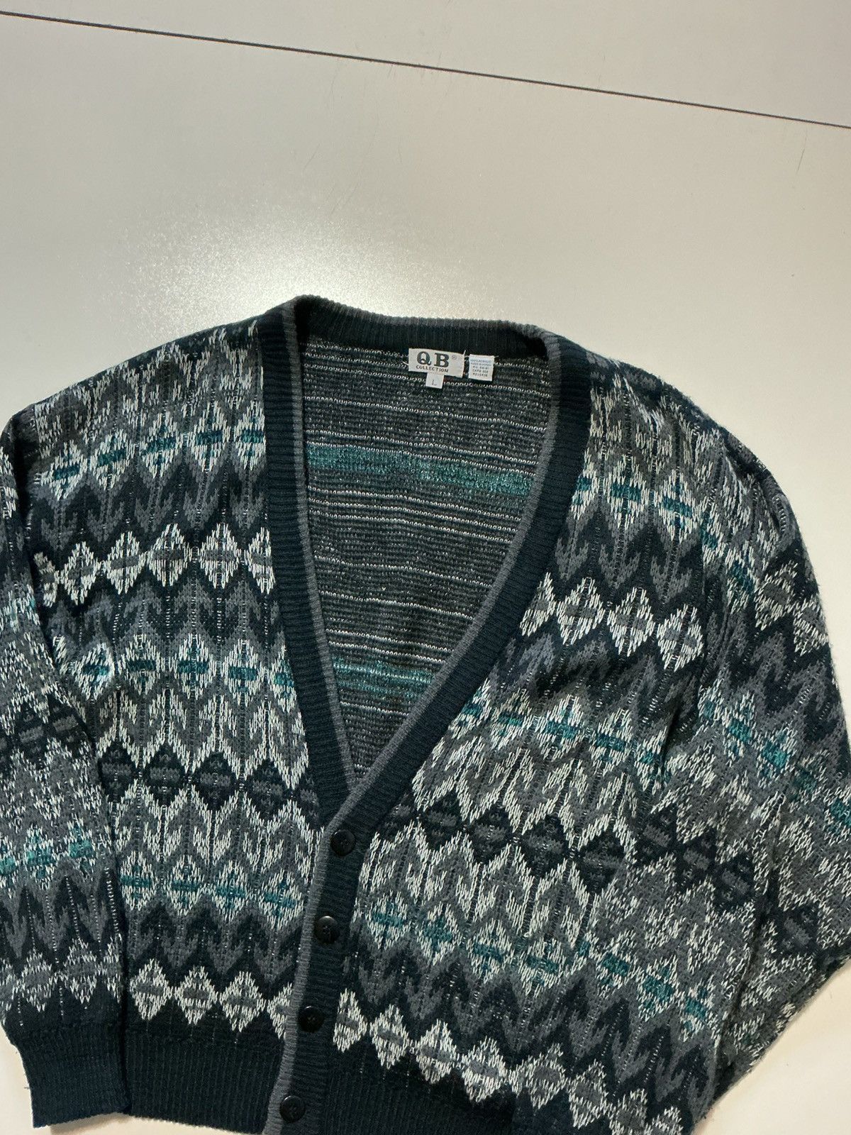 Vintage Vintage 80s 90s QB Collection Knit Arrows Cardigan Sweater Size US L / EU 52-54 / 3 - 3 Thumbnail
