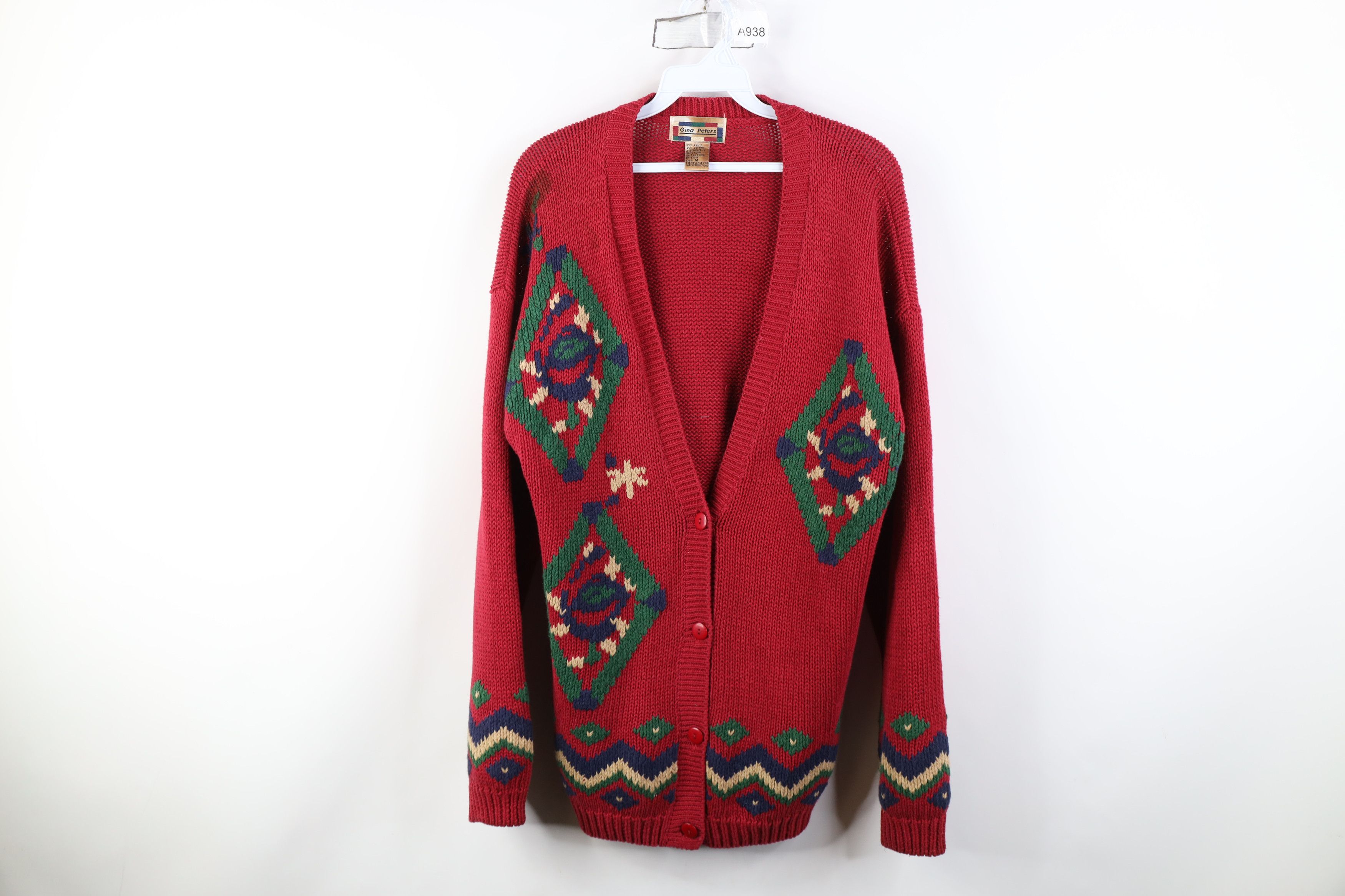 Vintage Vintage 90s Streetwear Fair Isle Geometric Cardigan Sweater Size M / US 6-8 / IT 42-44 - 1 Thumbnail