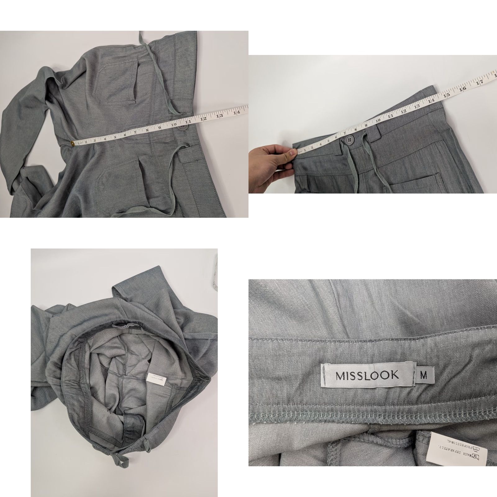 Vintage Misslook Grey Drawstring Pants Size Medium Womens Cotton Blend Front Pockets Cargo Slouchy Breathing Elastic Waist Pockets Men? Wait. Size 32" / US 10 / IT 46 - 8 Thumbnail