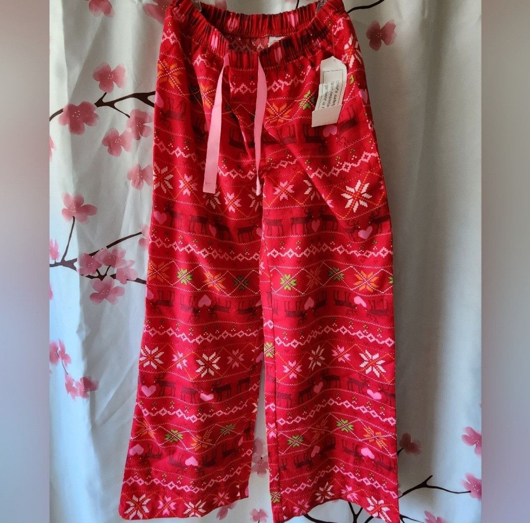 Gap NWT GAP Kids Girl's Red Reindeer Holiday PJ Pants 14 Size 26" / US 2 / IT 38 - 1 Thumbnail