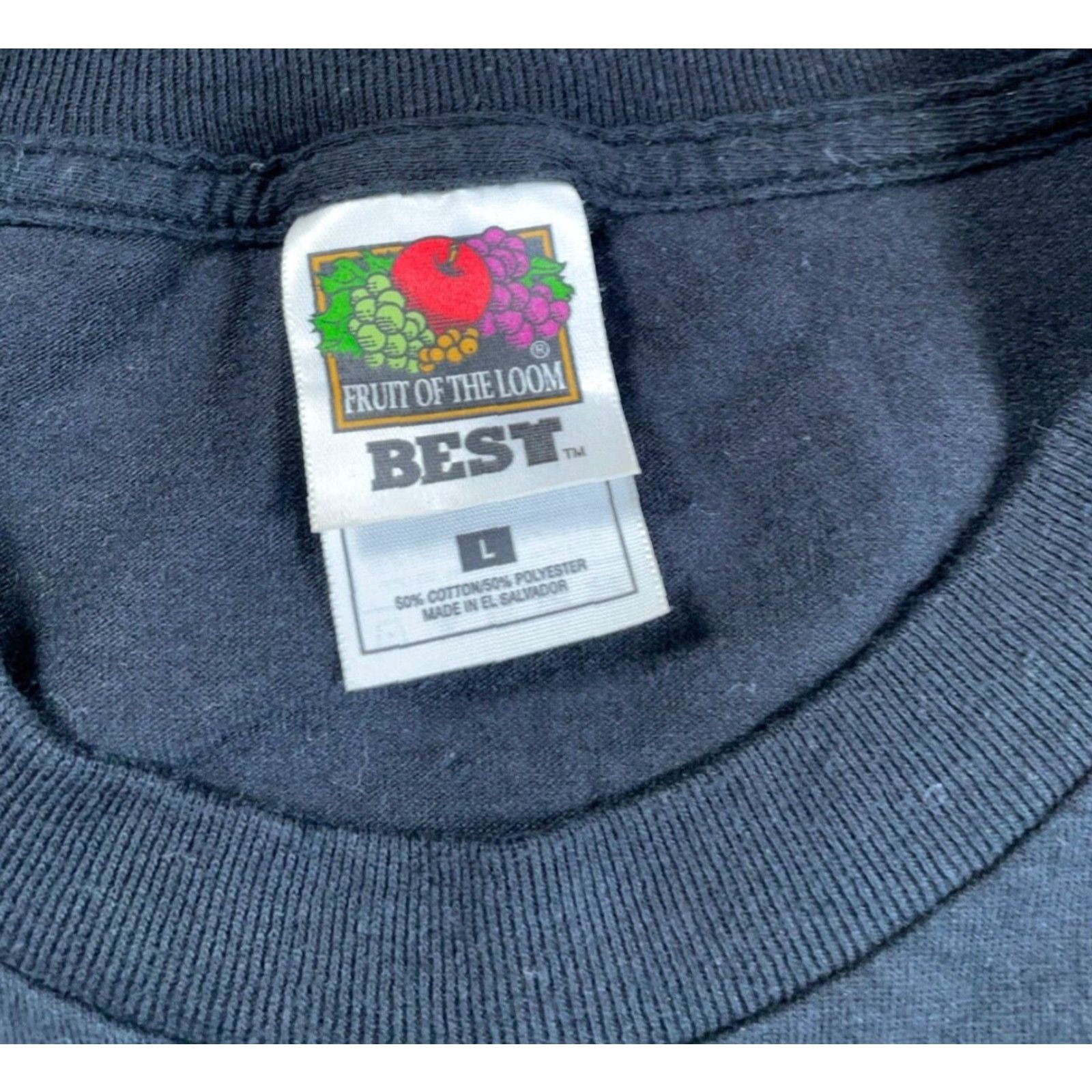 Fruit Of The Loom Fruit of the Loom Bikers Print T-Shirt Motorcycle City Retro Black 50/50 Cotton Blend Large Adult Men Short Sleeve Crew Neck Graphic Front Tag Size US L / EU 52-54 / 3 - 4 Thumbnail