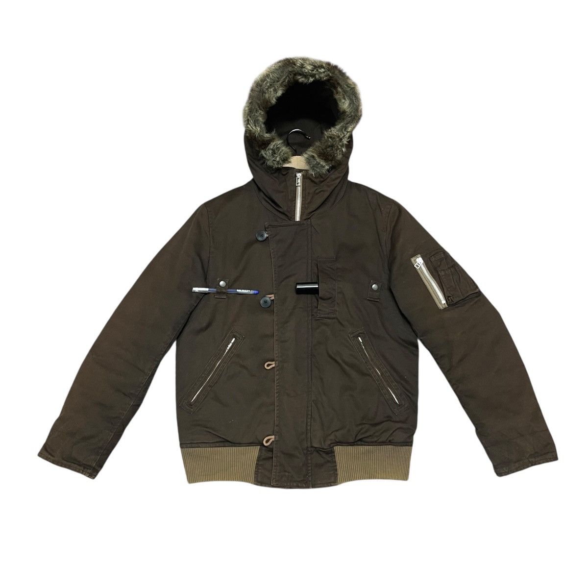 Le Grande Bleu (L.G.B.) Vintage 90s Takeo Kikuchi Army Flight Military Bomber Jacket Size US L / EU 52-54 / 3 - 1 Thumbnail