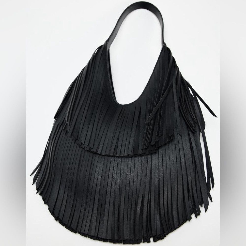 Zara NWT ZARA FRINGED SHOPPER Size ONE SIZE - 5 Thumbnail