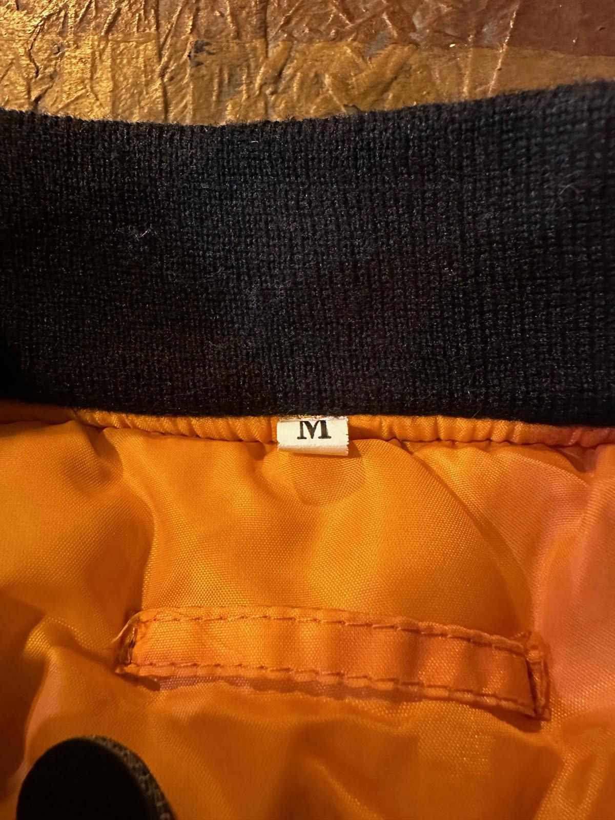 Other Black Bomber Jacket M Gold Zipper Orange Lining MA-1 Style Size US M / EU 48-50 / 2 - 5 Thumbnail