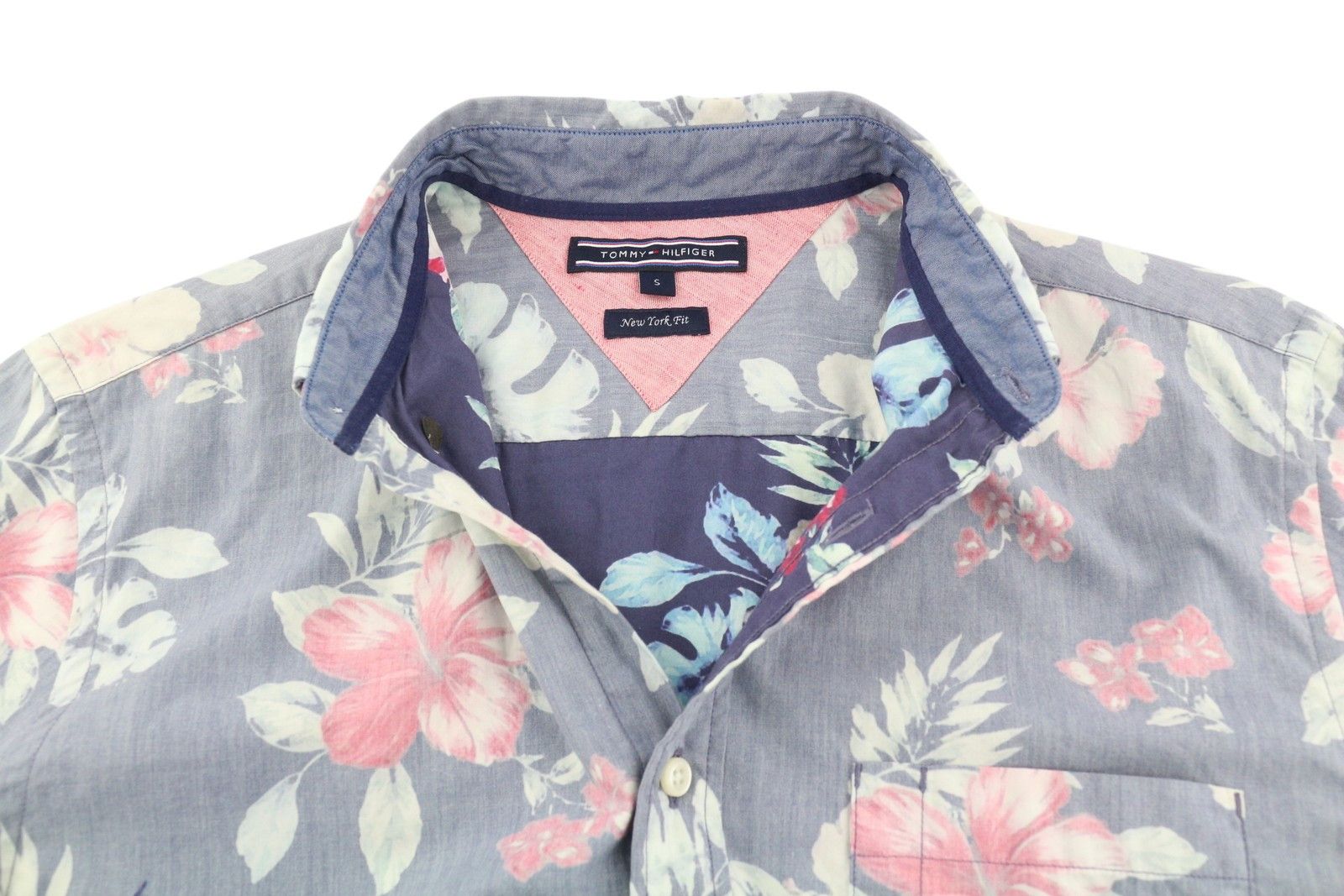 Tommy Hilfiger NEW YORK FIT S Roll-Up Button-Down Neck Floral Shirt 83668 Size US S / EU 44-46 / 1 - 3 Thumbnail
