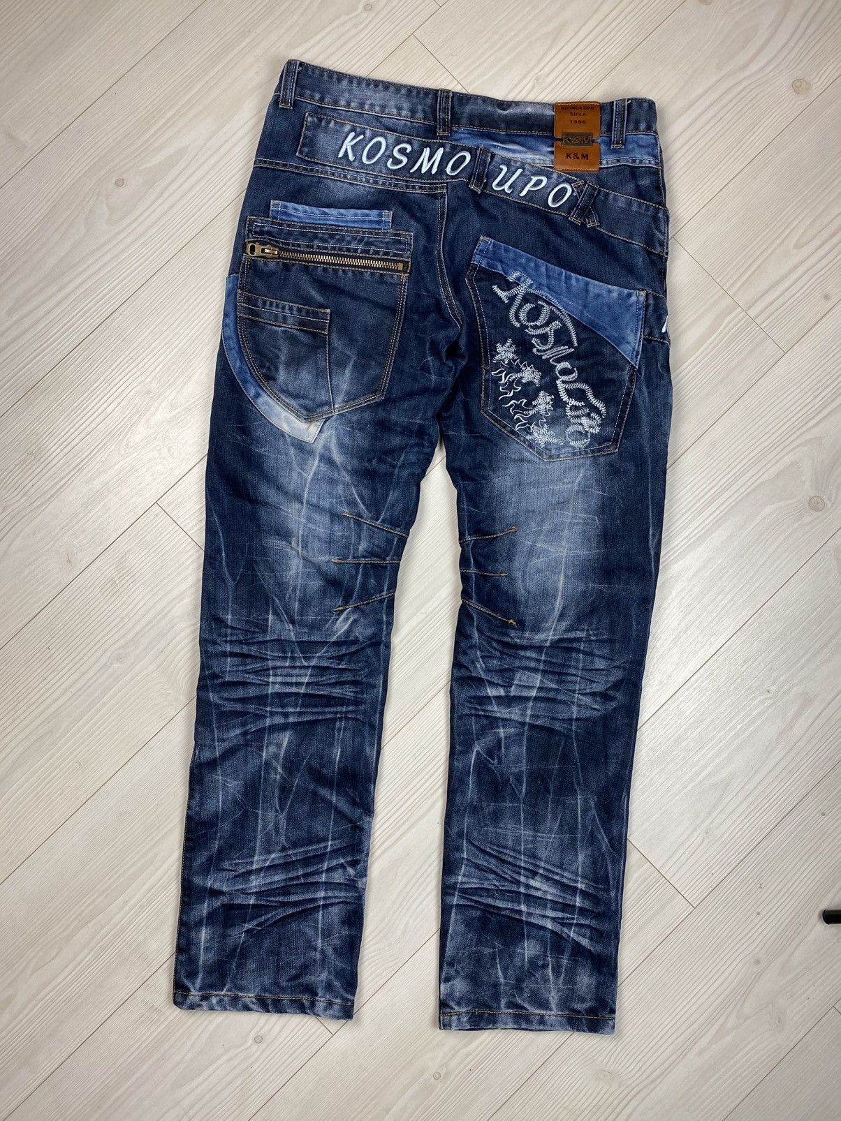 Japanese Brand Avantgarde Kosmo Lupo Denim Jeans Multipockets Rare Big Logo Size US 36 / EU 52 - 15 Thumbnail