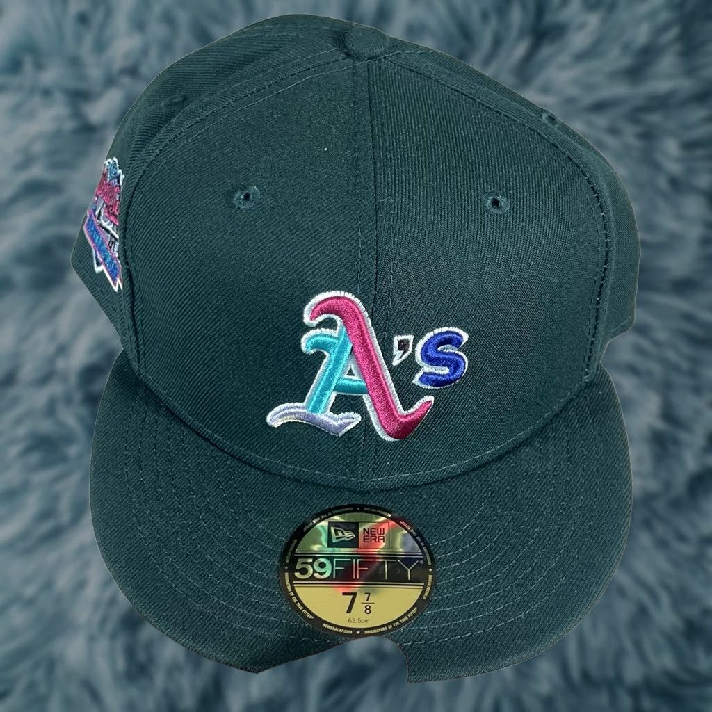 New Era NEW ERA Oakland Athletics Hat 59FIFTY Green Polarlights Size 7 7/8 Mens Baseball Cap Size ONE SIZE - 1 Thumbnail
