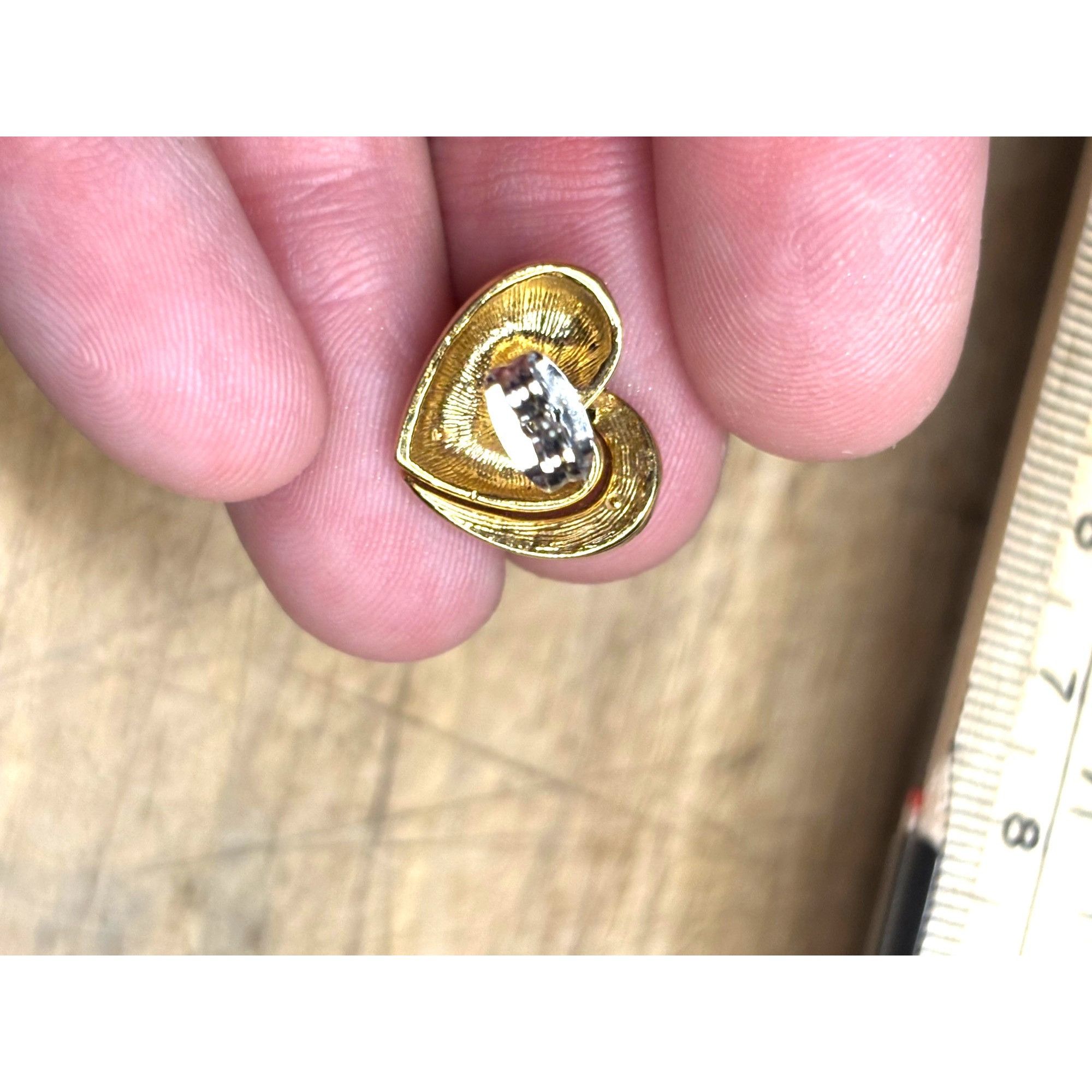 Other Gold & Rhinestone Heart-Shaped Earrings Size ONE SIZE - 6 Thumbnail