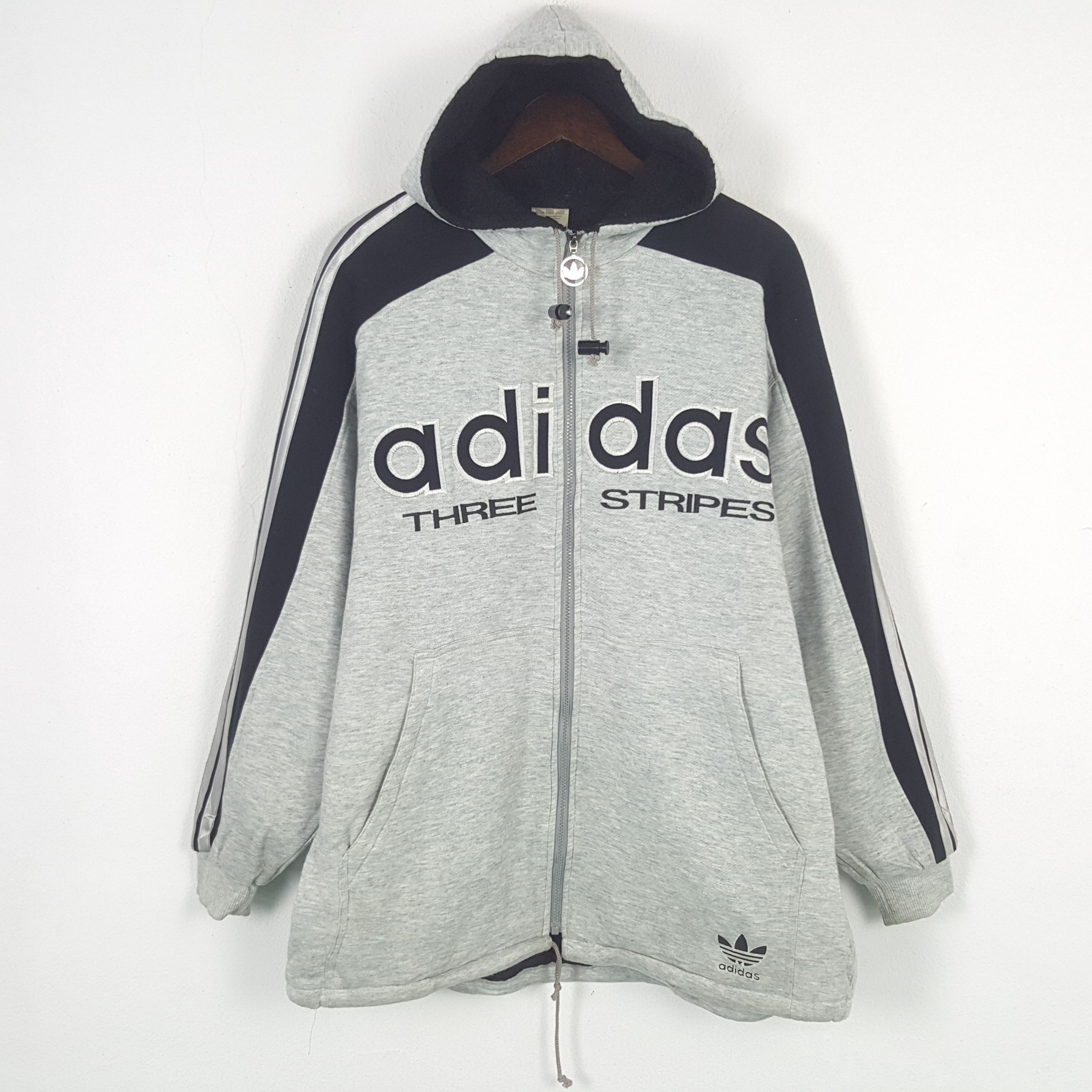 Adidas × Vintage Vintage Adidas Stripes Embroidery Logo Zipper Hoodies Jacket Size US L / EU 52-54 / 3 - 1 Thumbnail