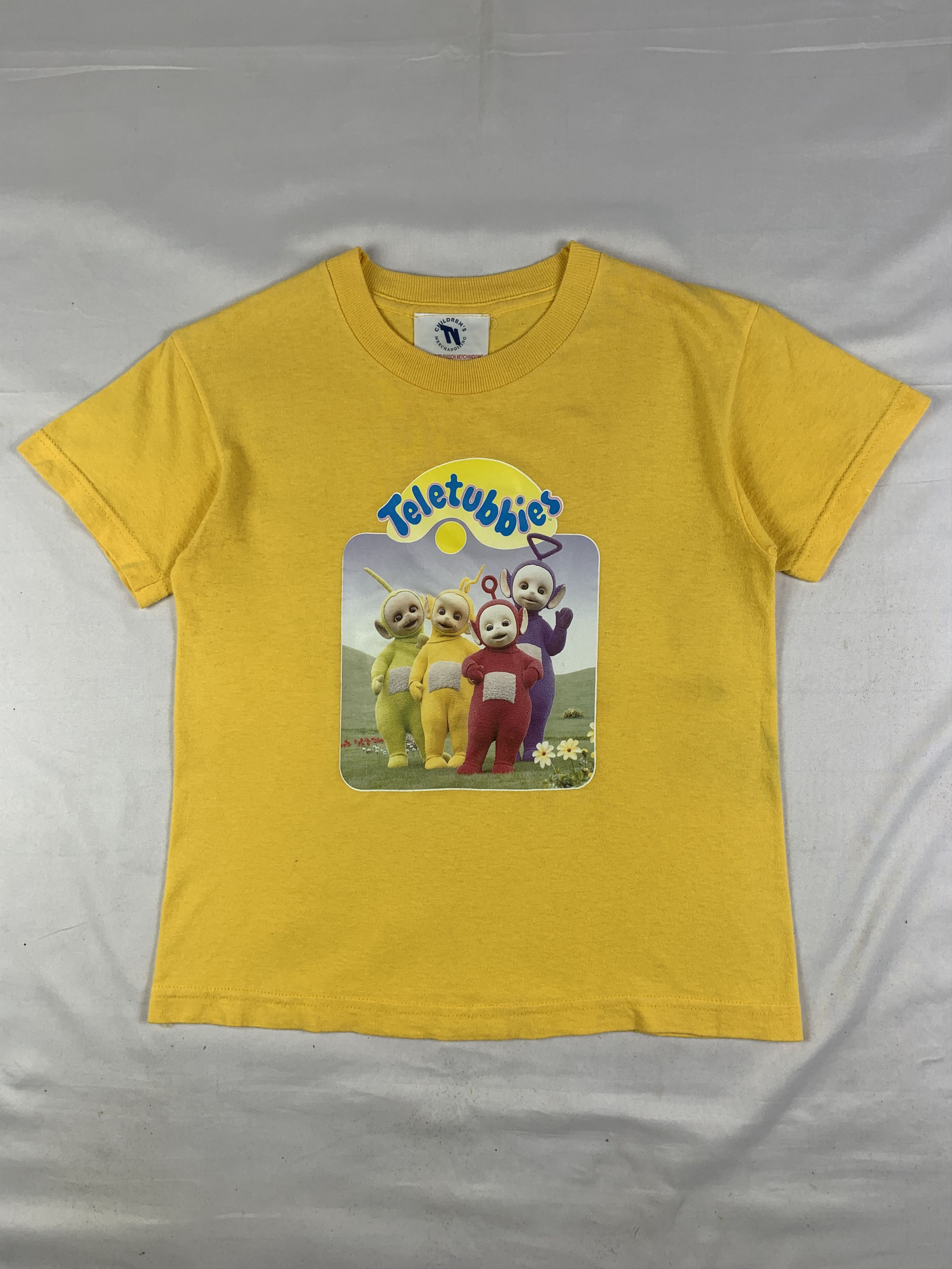 Cartoon Network 2000s Teletubies Yellow Full Squad Baby Tee (S) Size S / US 4 / IT 40 - 1 Thumbnail