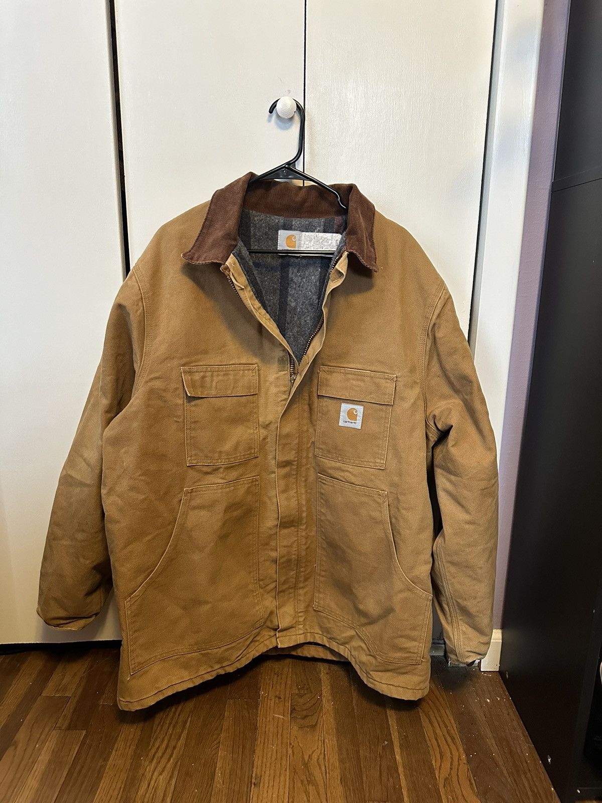 image of Carhartt C04Brn Duck Ranch Coat Brown Flannel Lined, Men's (Size XL)