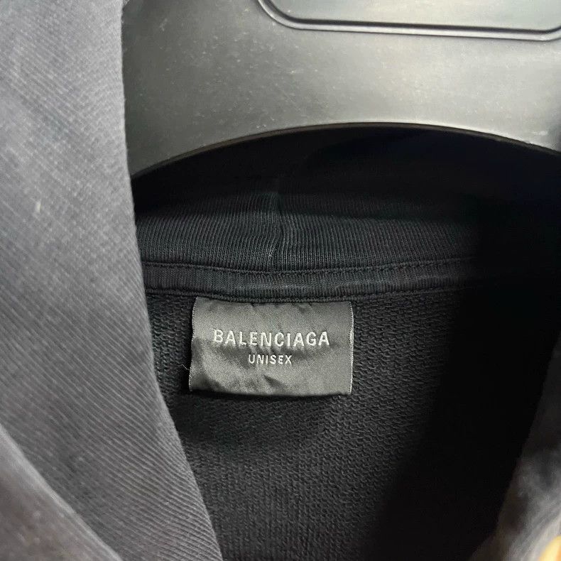 Balenciaga Balenciaga Black monogrammed printed hooded long sleeve sw Size US M / EU 48-50 / 2 - 2 Thumbnail