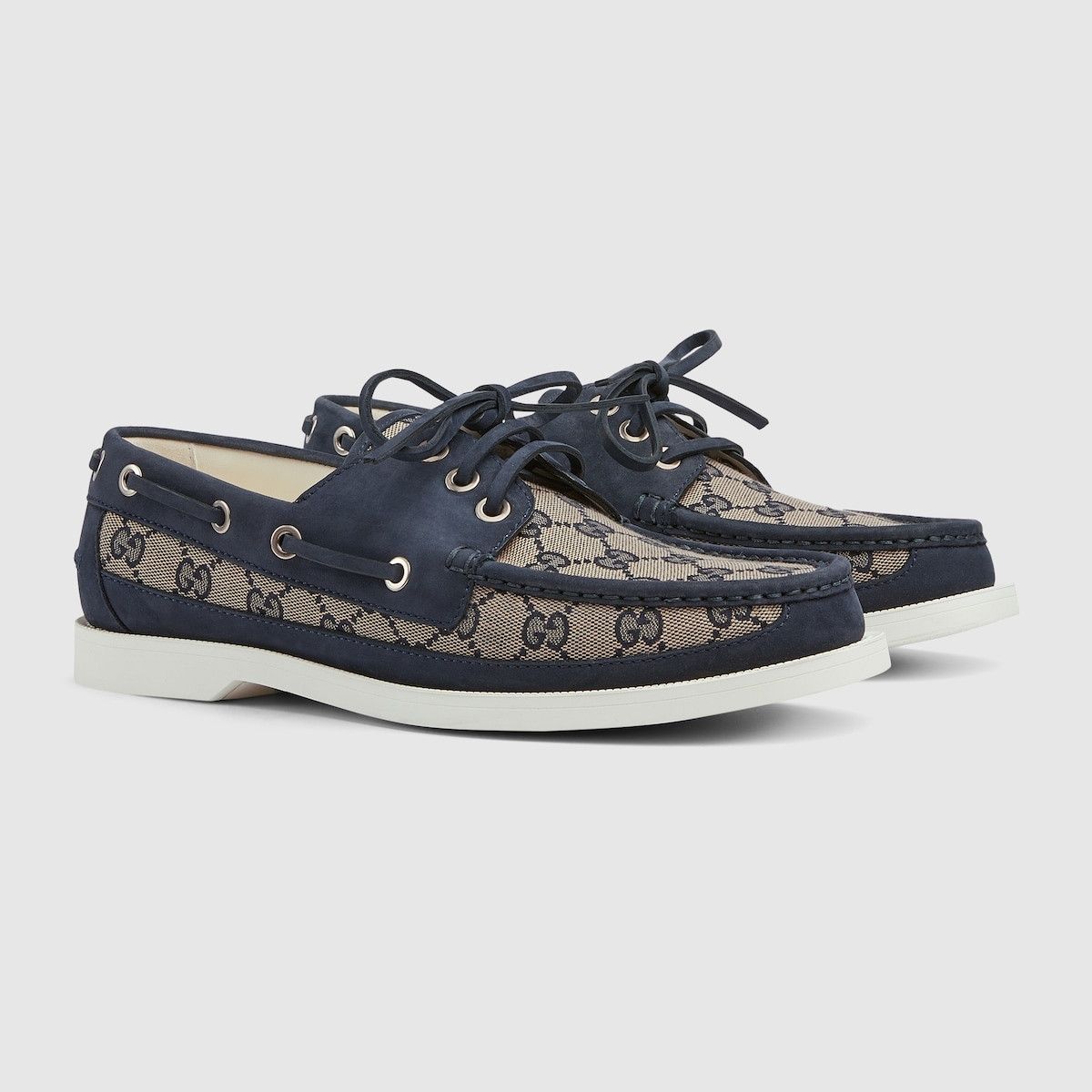 Gucci o1mt1gz0525 Men's Original GG Lace-Up Loafers Beige & Blue Size US 10 / EU 43 - 2 Thumbnail