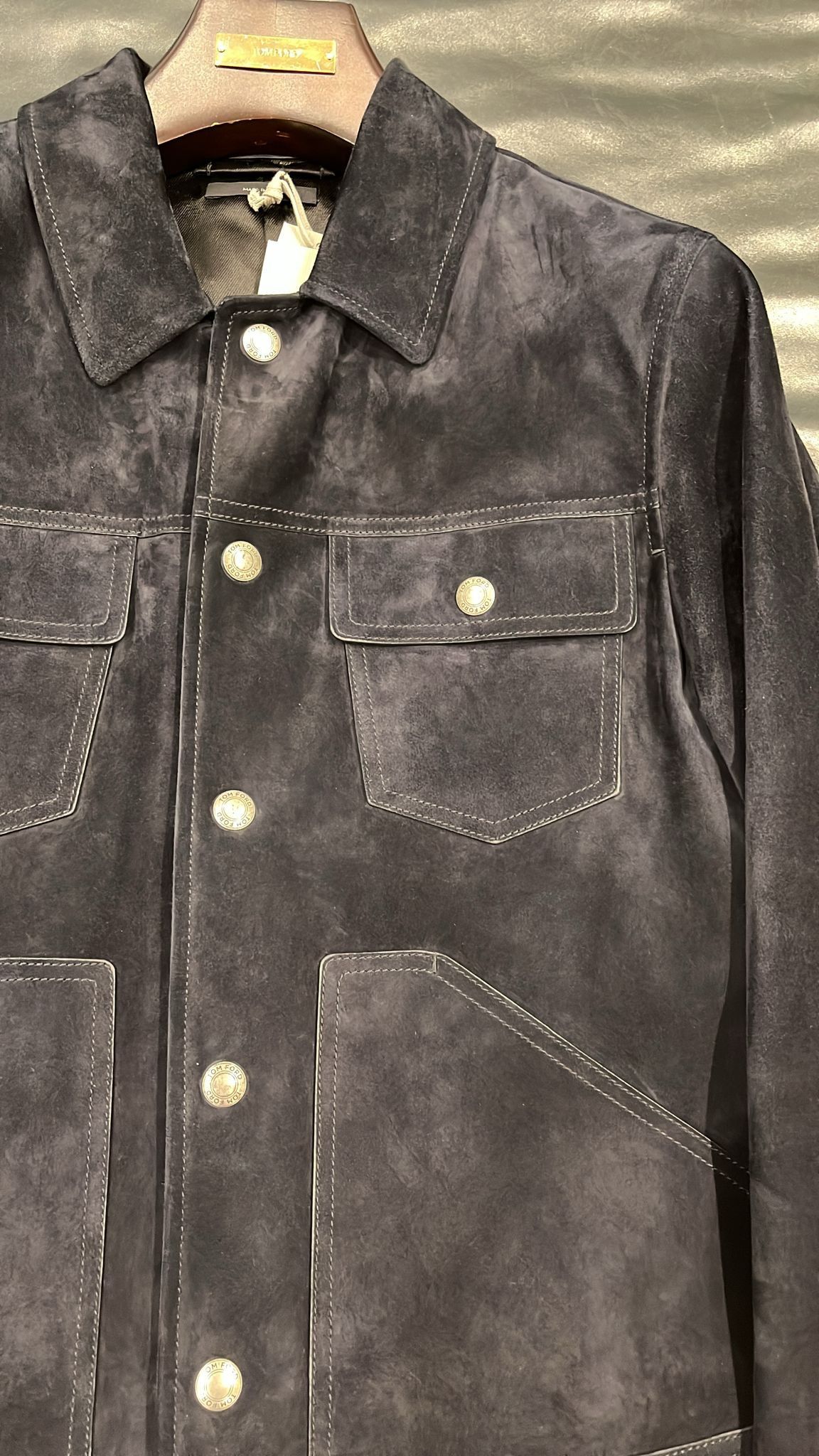 Tom Ford o1loc1c0725 TFL754 Leather Wear Blouson Jacket in Navy Blue Size US M / EU 48-50 / 2 - 2 Thumbnail