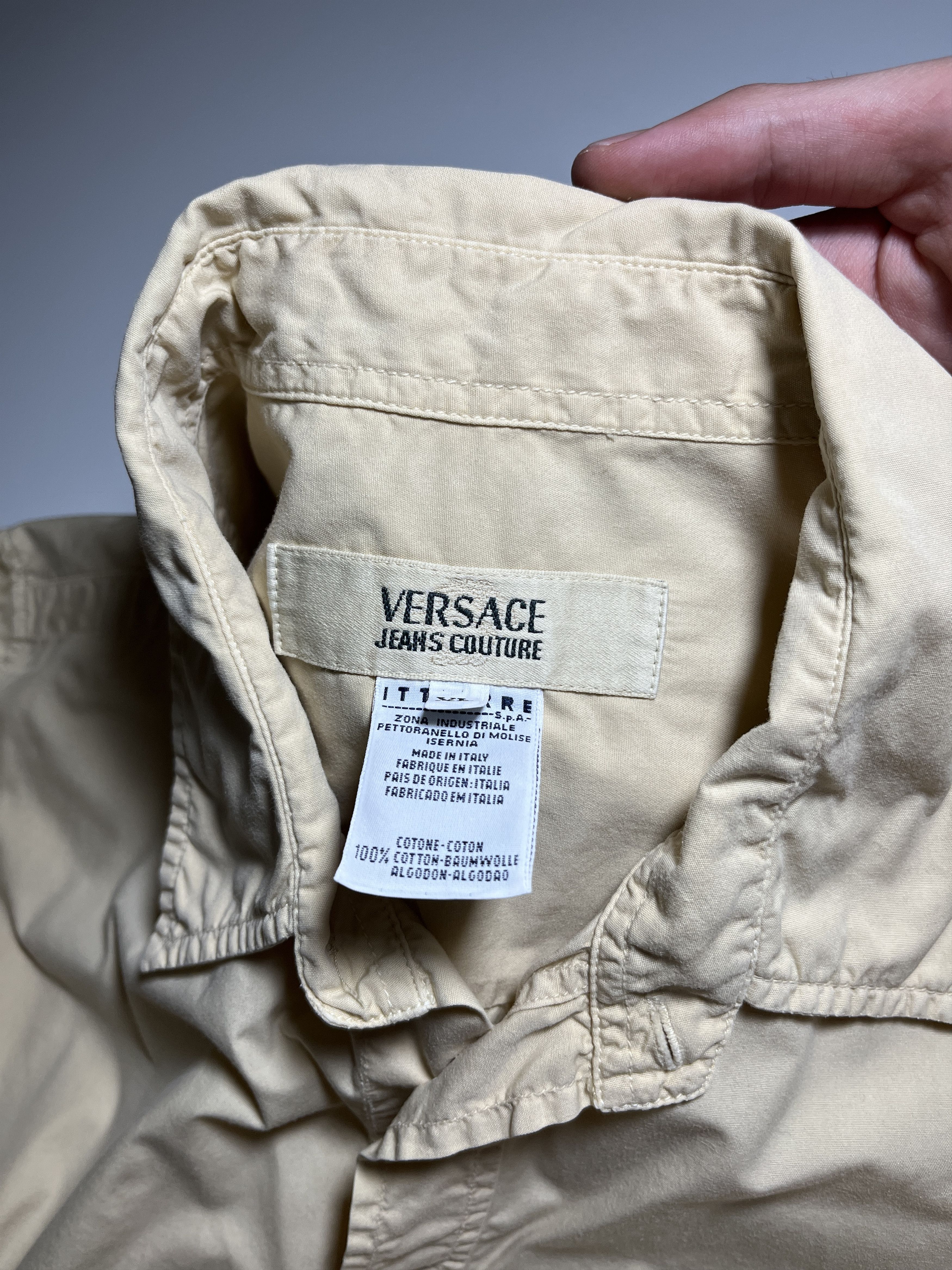 Versace Jeans Couture × Vintage Vintage 90s Versace Jeans Couture Beige Long Sleeve Shirt Size US XL / EU 56 / 4 - 7 Thumbnail