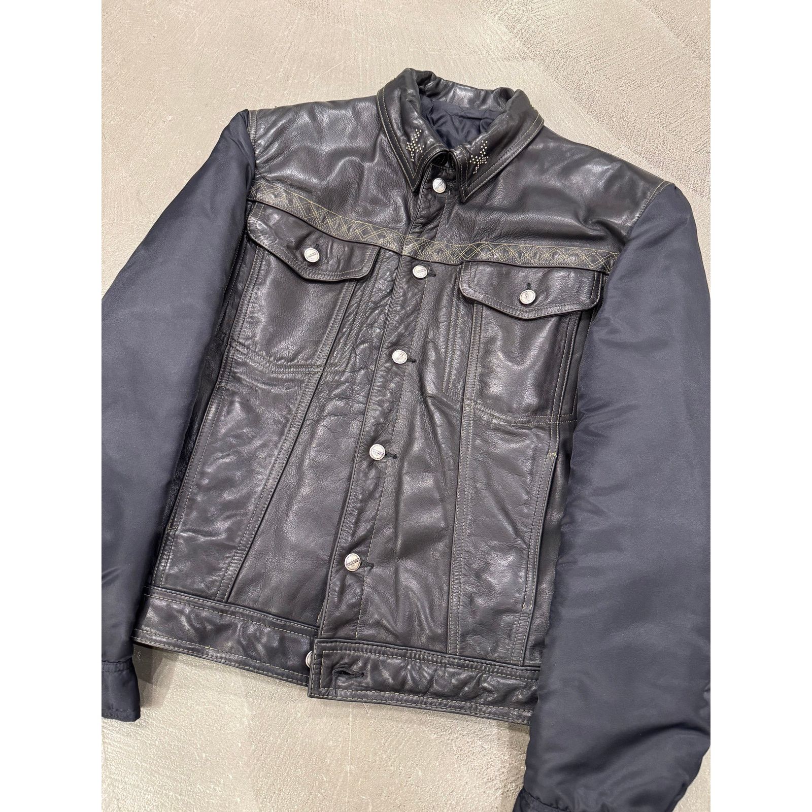 Marithe + Francois Girbaud 1980s Marithe Francois Girbaud hybrid leather jacket Size US XL / EU 56 / 4 - 7 Thumbnail
