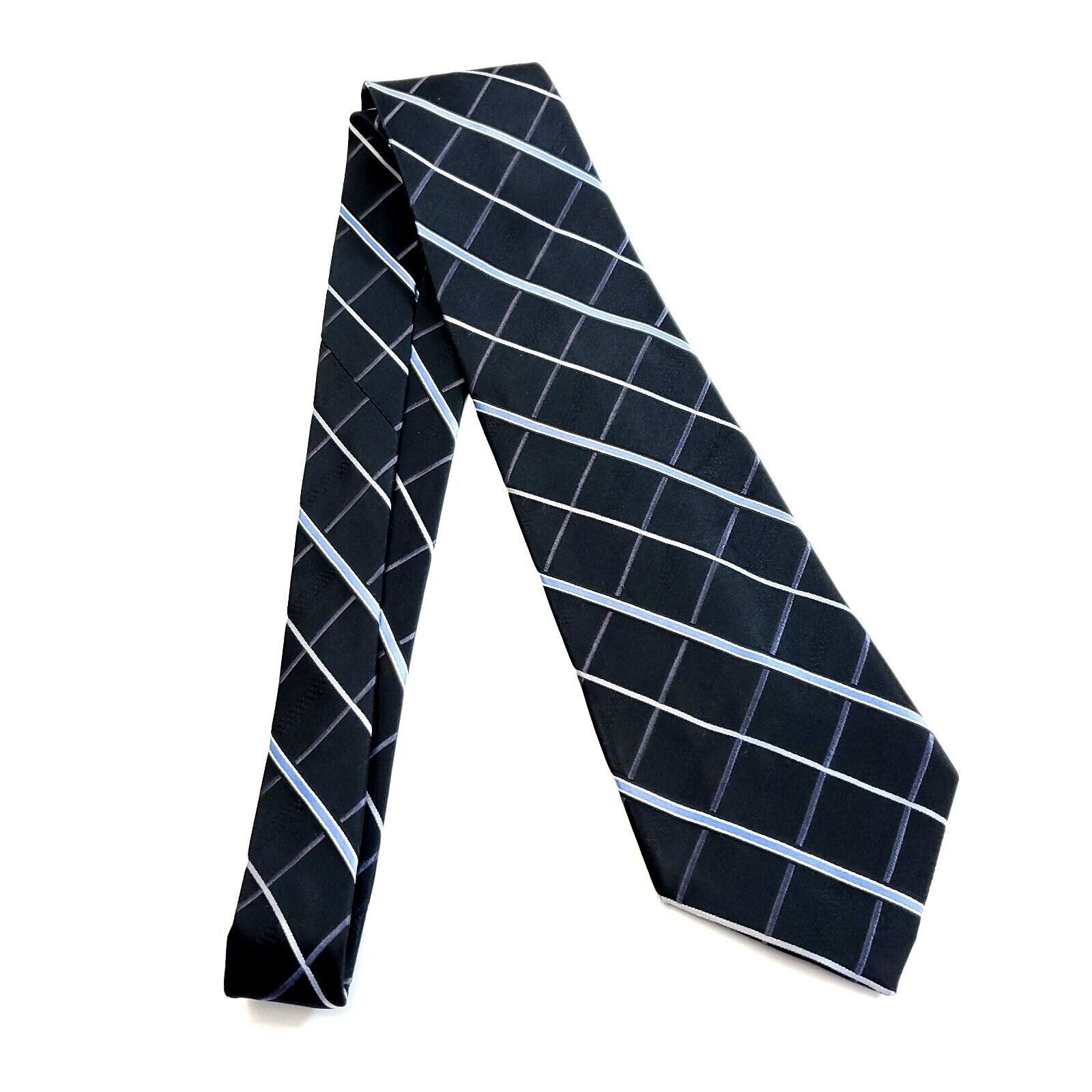 Croft & Barrow Croft & Barrow Black Blue Plaid Woven Wide Silk Tie Size ONE SIZE - 6 Thumbnail