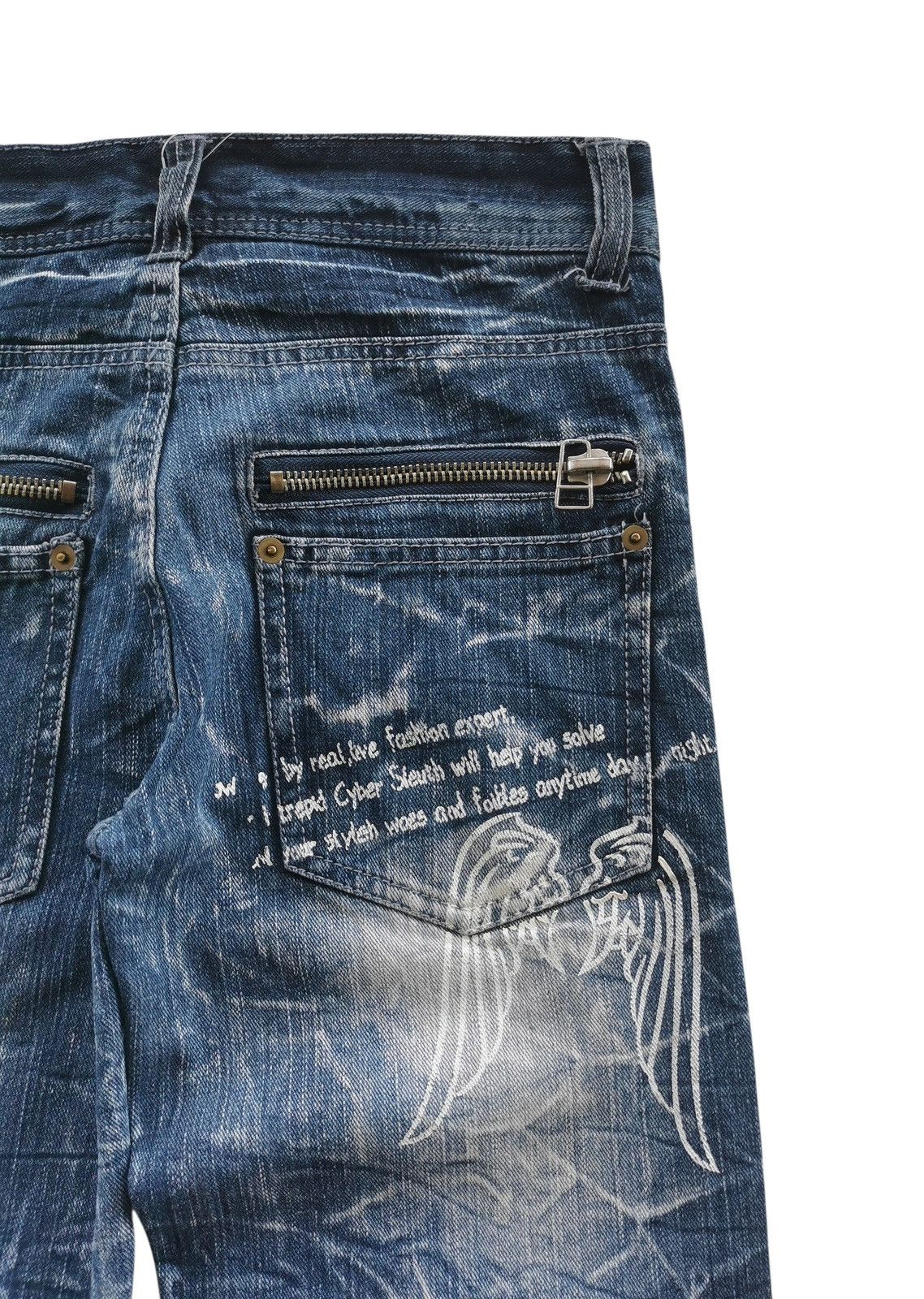 Japanese Brand White Wing Studded Denim Jeans Whiskered,Back Zippers Size US 28 / EU 44 - 6 Thumbnail