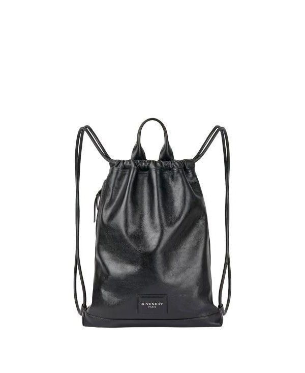 Antigona Stamped Backpack In Grained Shiny Leather in Black, Men's